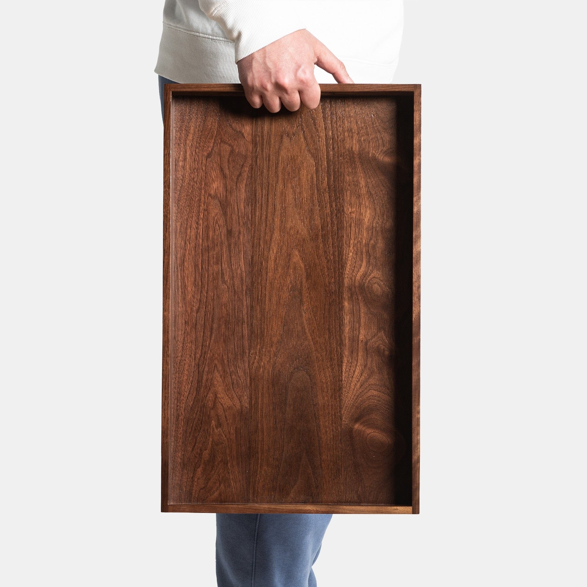 Rectangle Black Walnut Wood Serving Tray Ottoman Tray