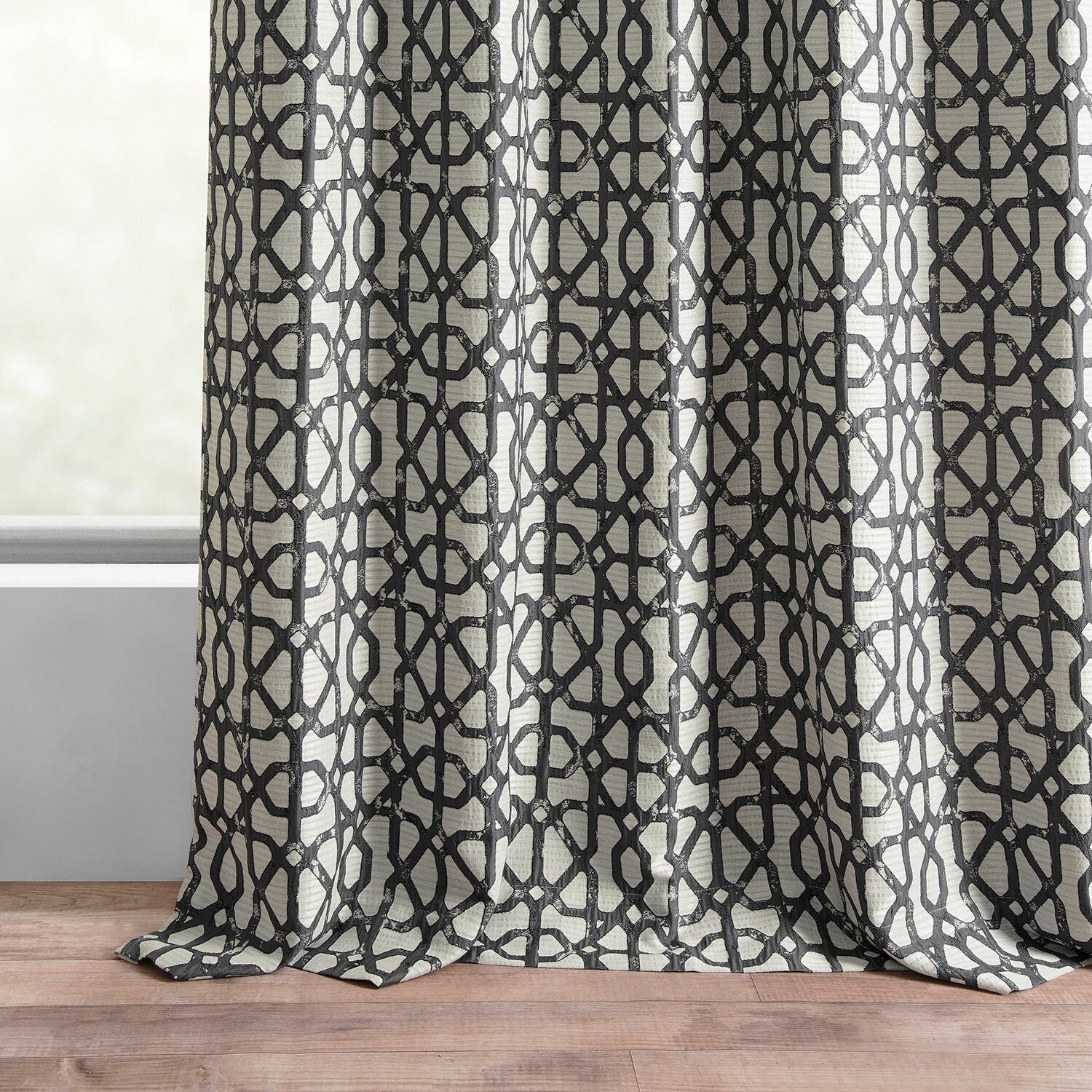 Exclusive Fabrics Jacquard Faux Silk Curtains - 1 Panel Room Darkening Curtain