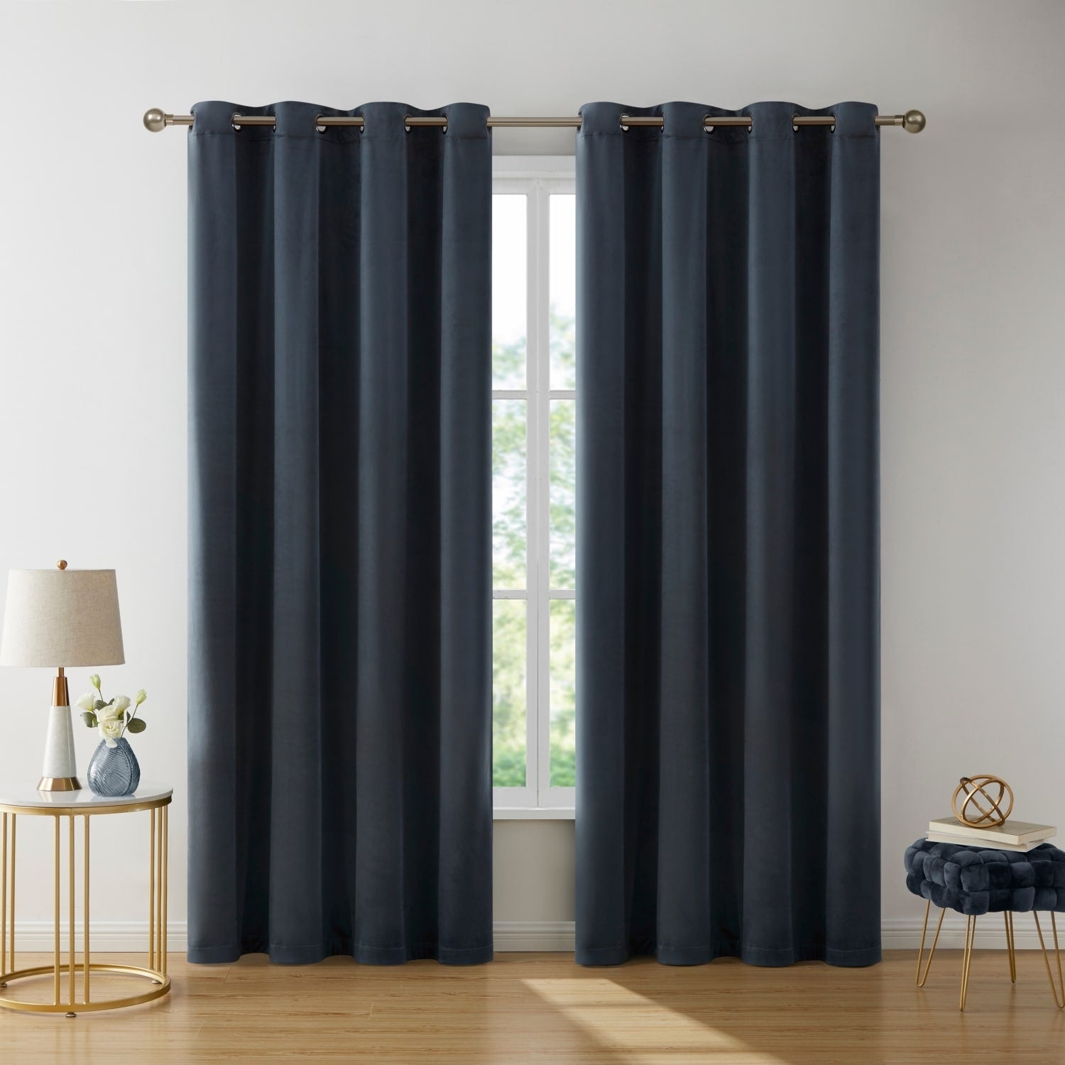 HLC.me Sawyer Premium Luxurious Lush Velvet Soft Light Filtering Grommet Window Curtains - Set of 2