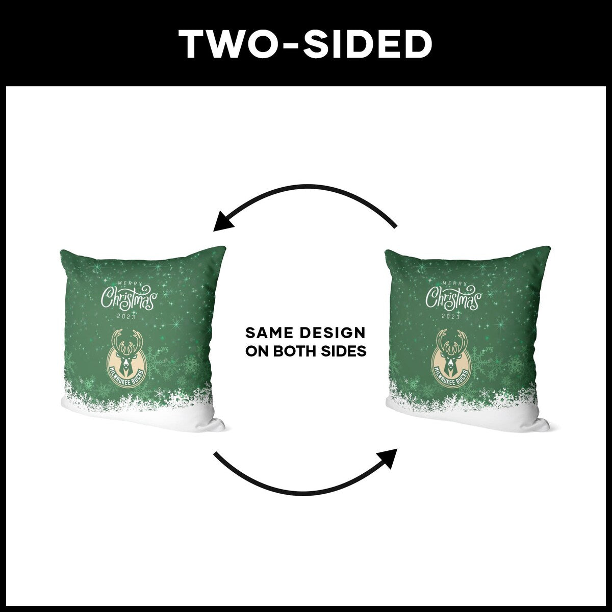 NBA Christmas 2023 Bucks Printed Throw Pillow - Green