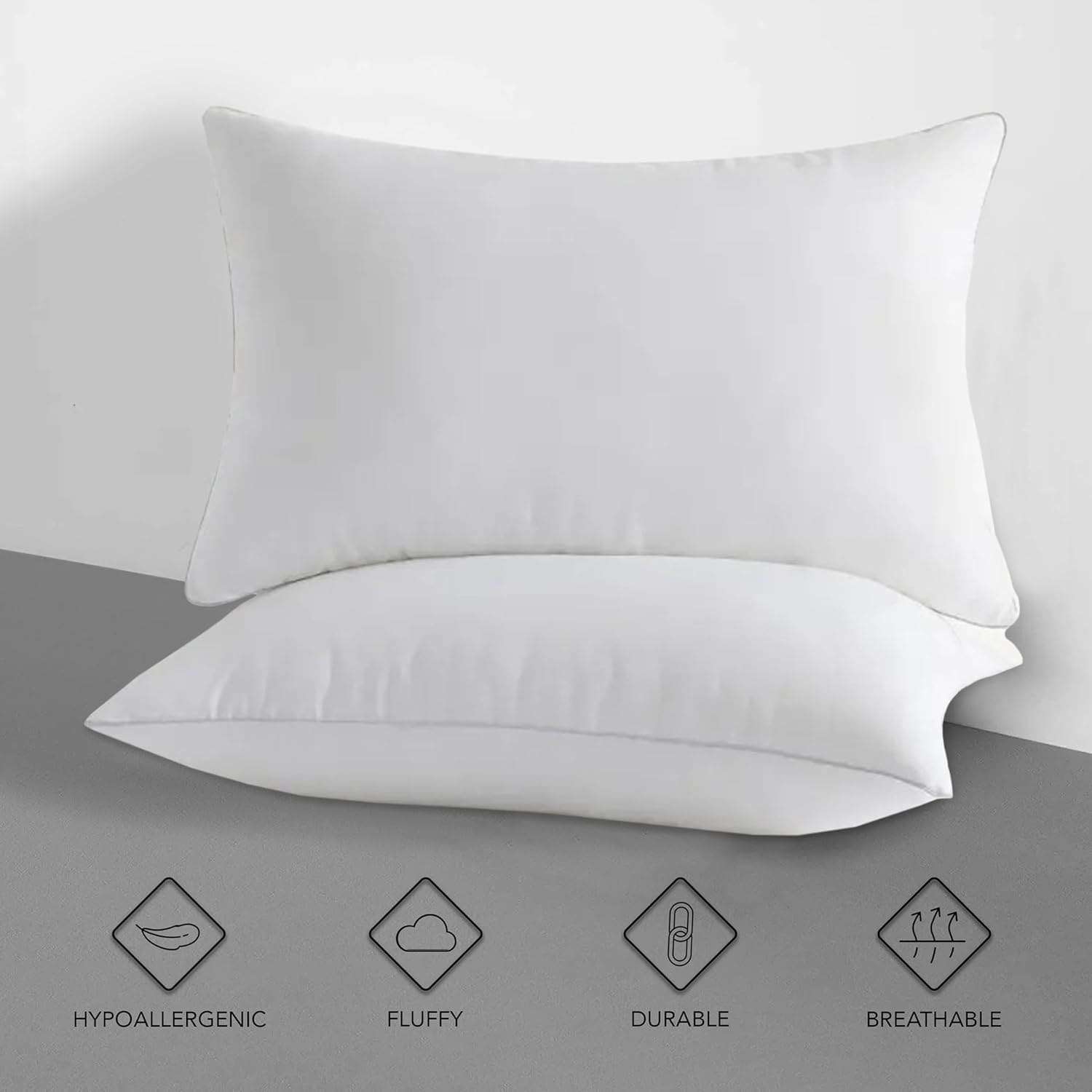 A1HC Decorative Throw Pillow Insert, Hypoallergenic Down Alternative Fill, White