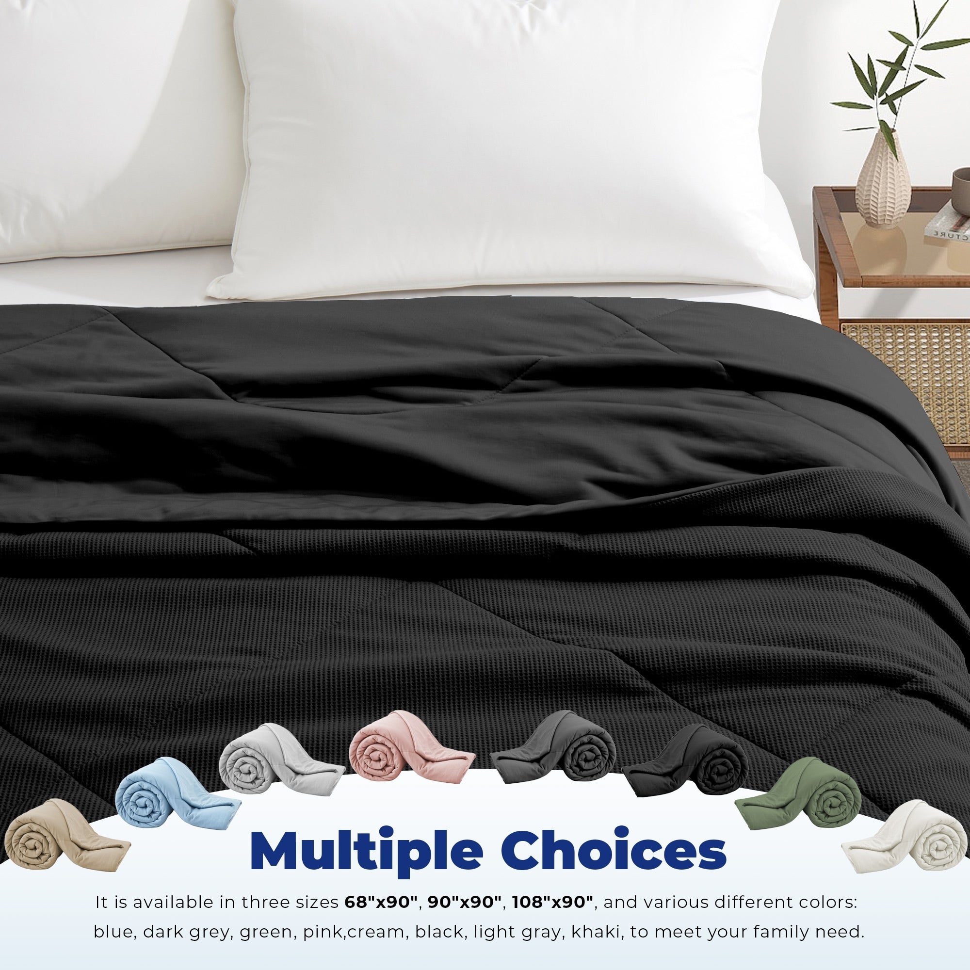 Lightweight Breathable Cooling Waffle Reversible Summer Blanket, Dual-side Cool Touch Comforter