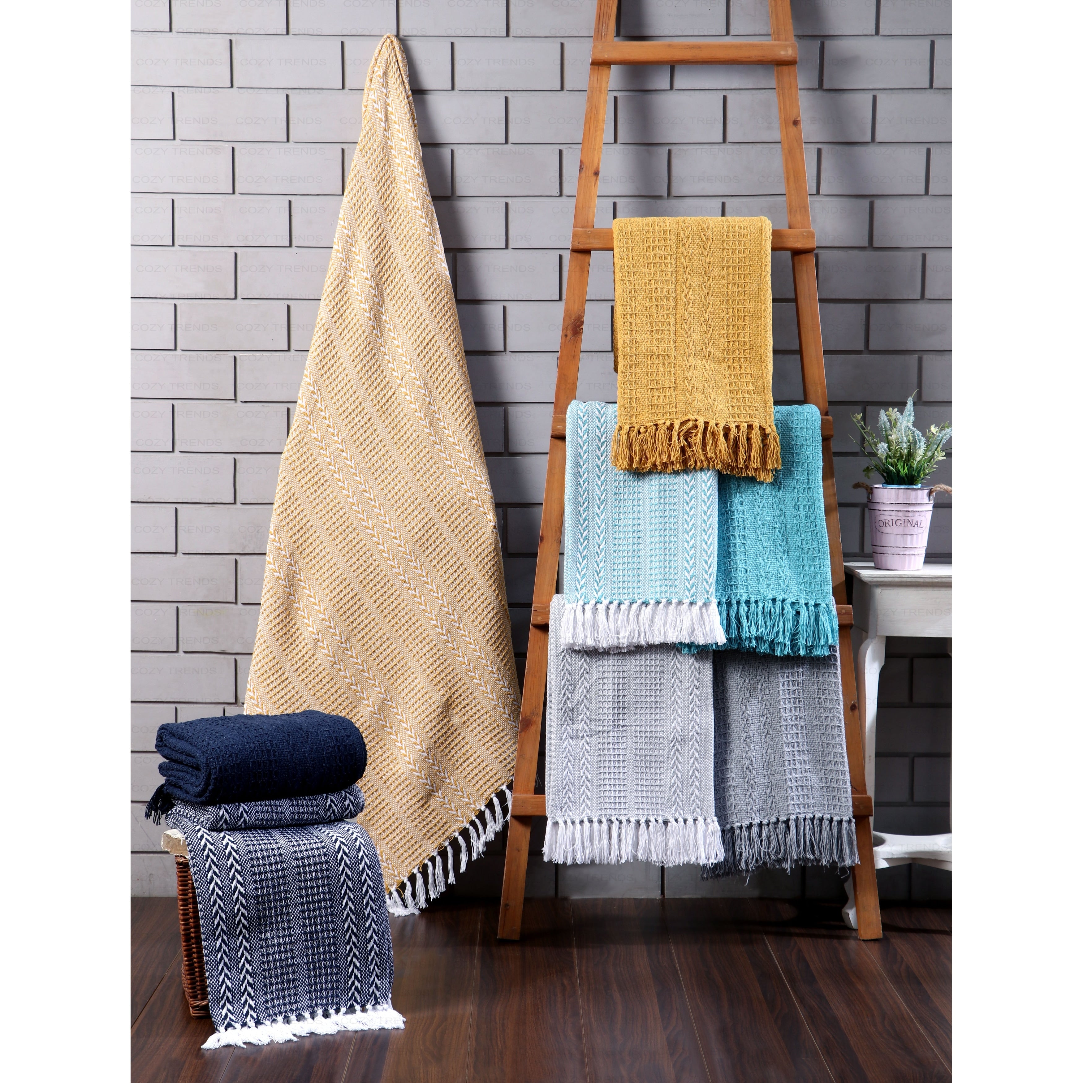 Handwoven Luxurious Cotton Sofa Couch Bed Throw Blankets All Season - Set of 2 (50''x60'')