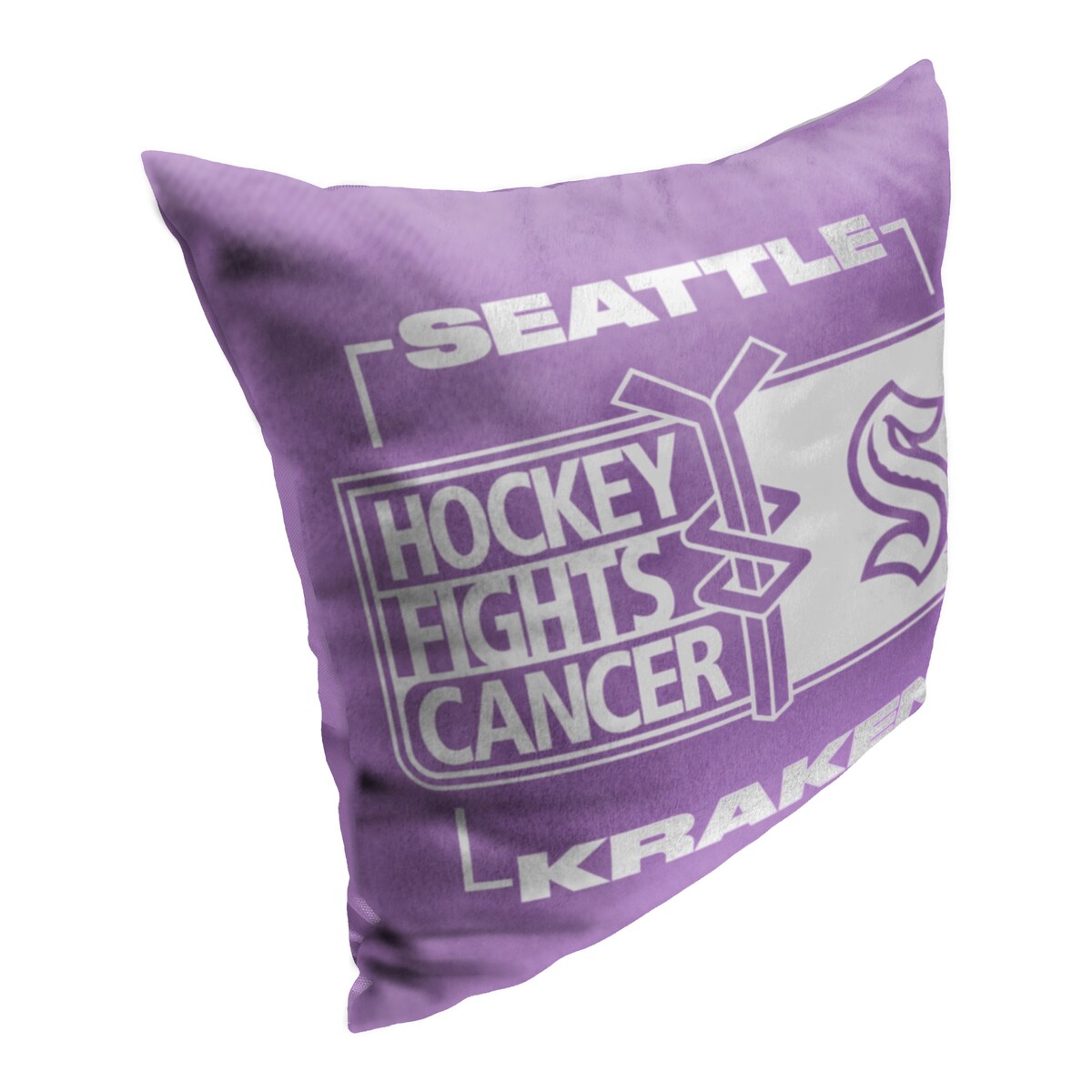 NHL Hockey Fights Cancer Fight For Kraken Printed Throw Pillow - Purple