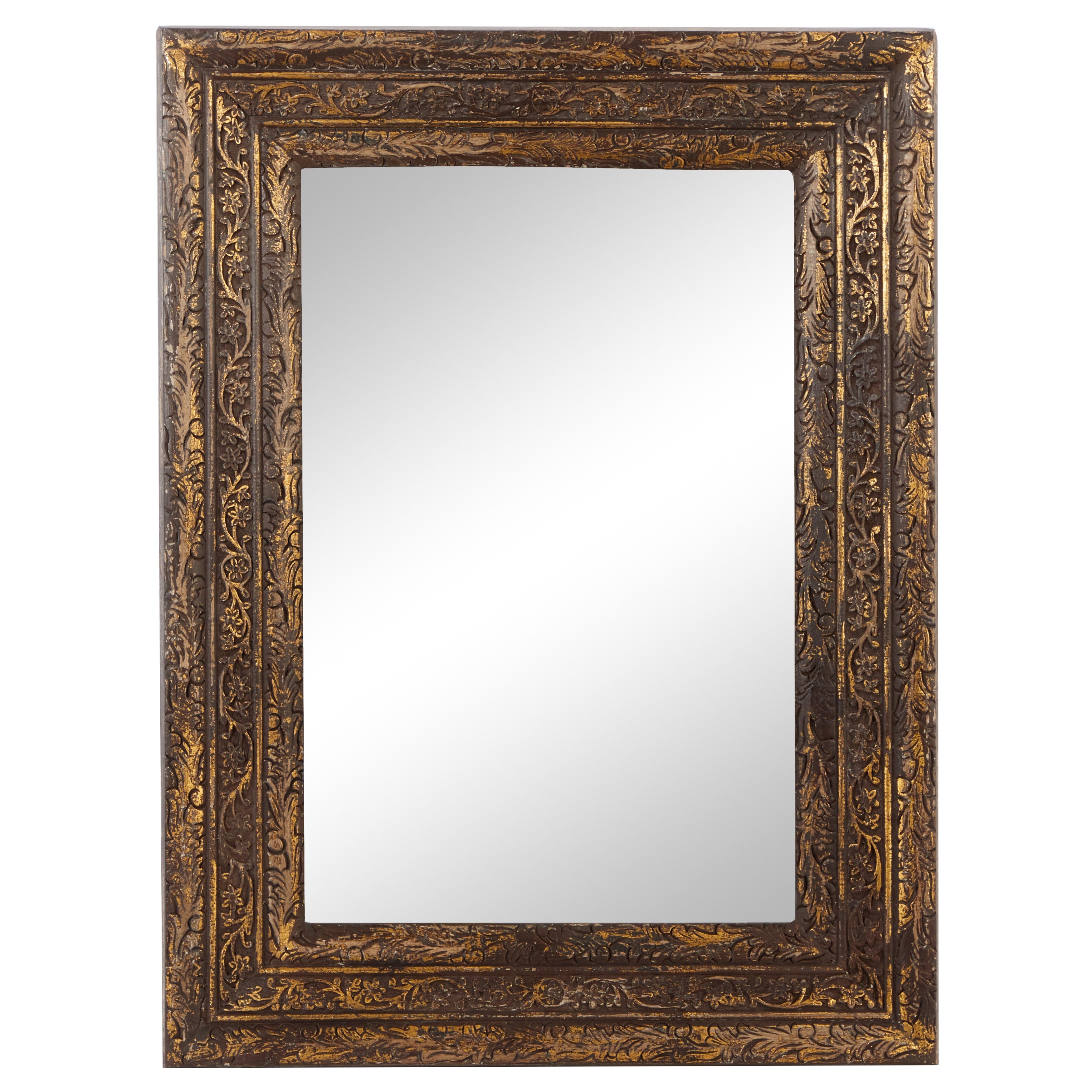 Gold Wood Rustic Wall Mirror 47 x 36 x 3 - 36 x 3 x 47