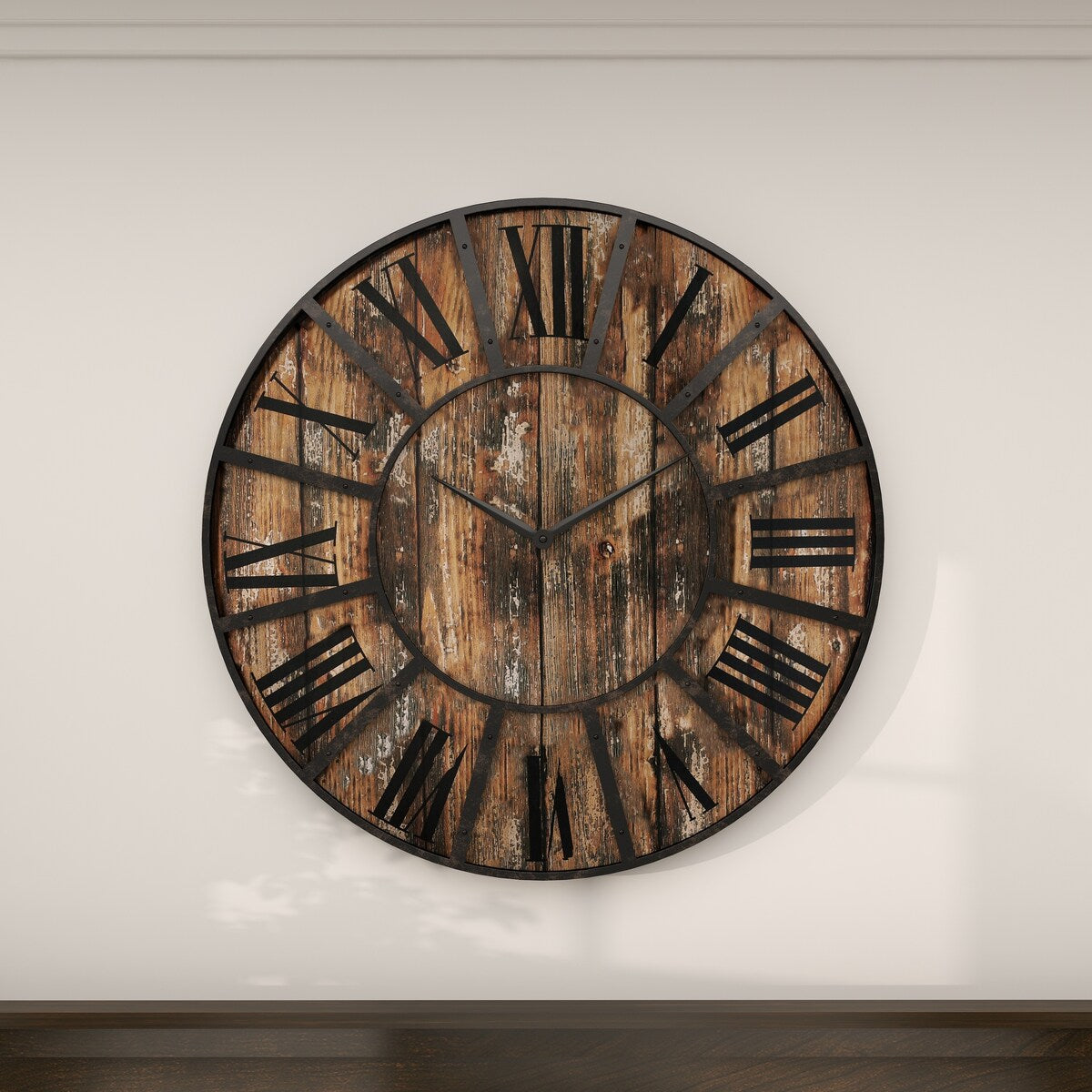 Wooden Decorative Wall Clock with Black Accents - Brown - Roche River Decor