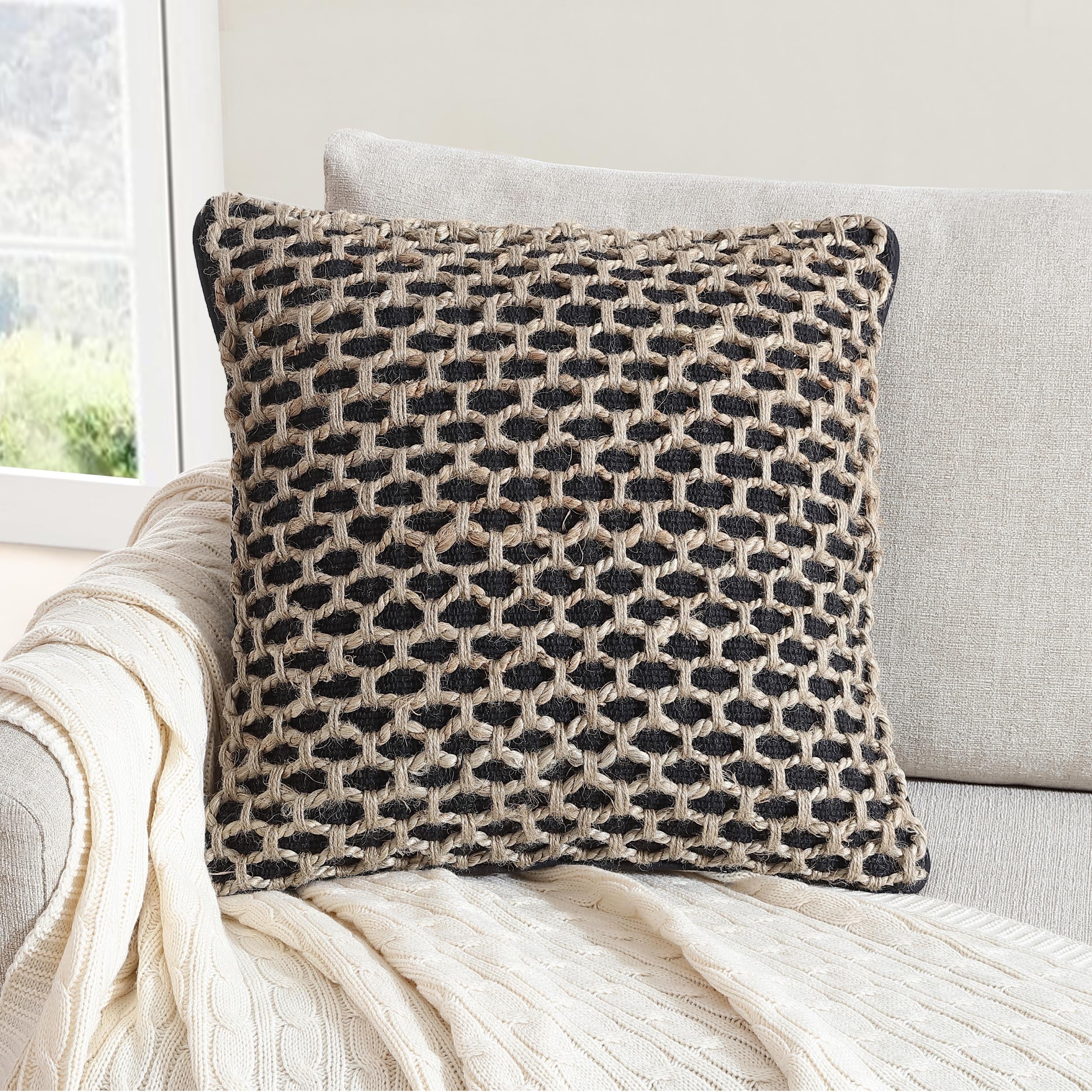 Boho Living Jada Braided Cotton/Jute Throw Pillows