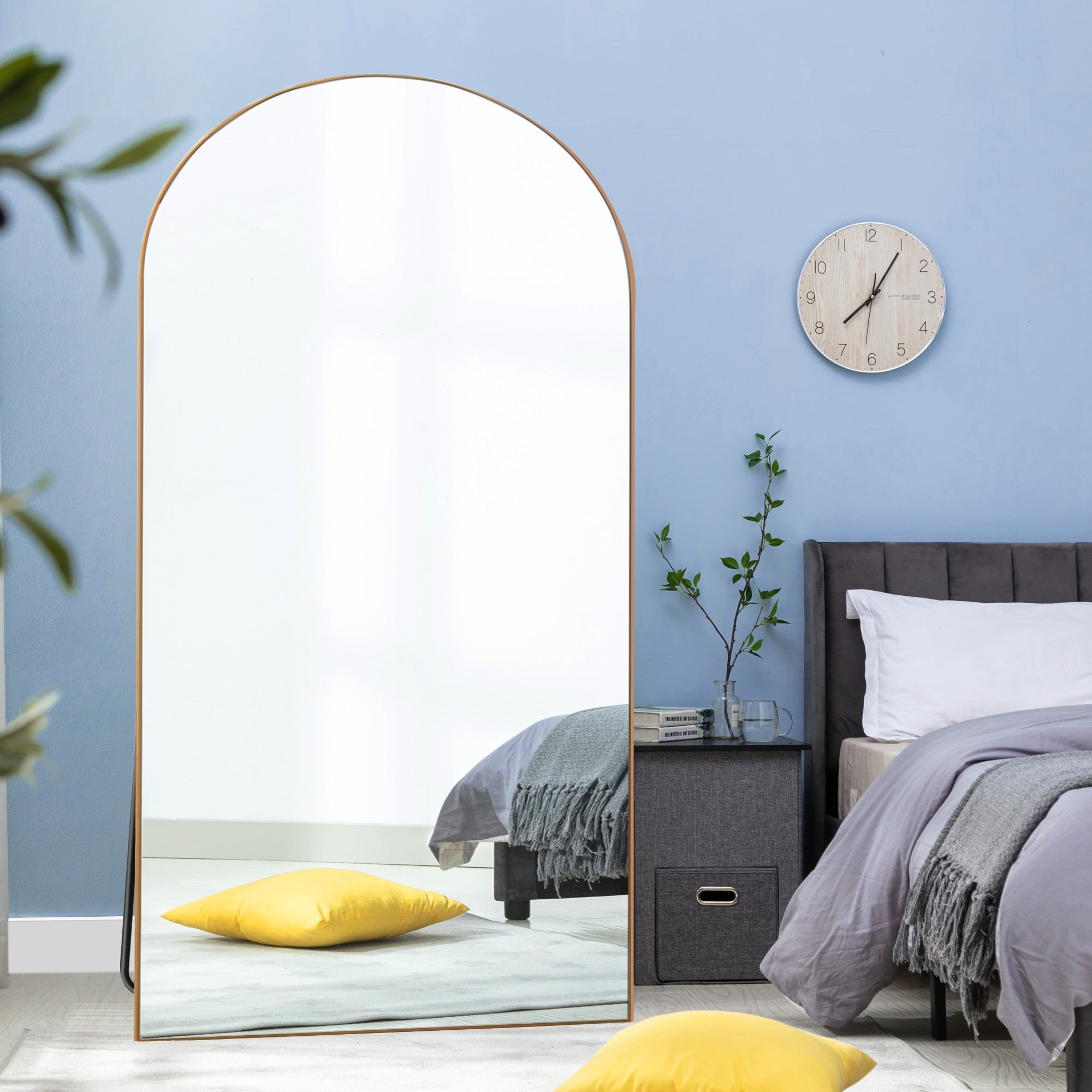 Modern Large Arched Mirror Full Length Floor Mirror with Stand