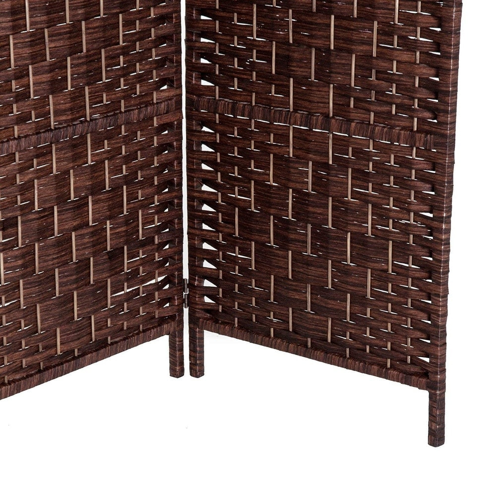 HomCom 6' Tall Wicker Weave Six Panel Room Divider Privacy Screen - Chestnut Brown