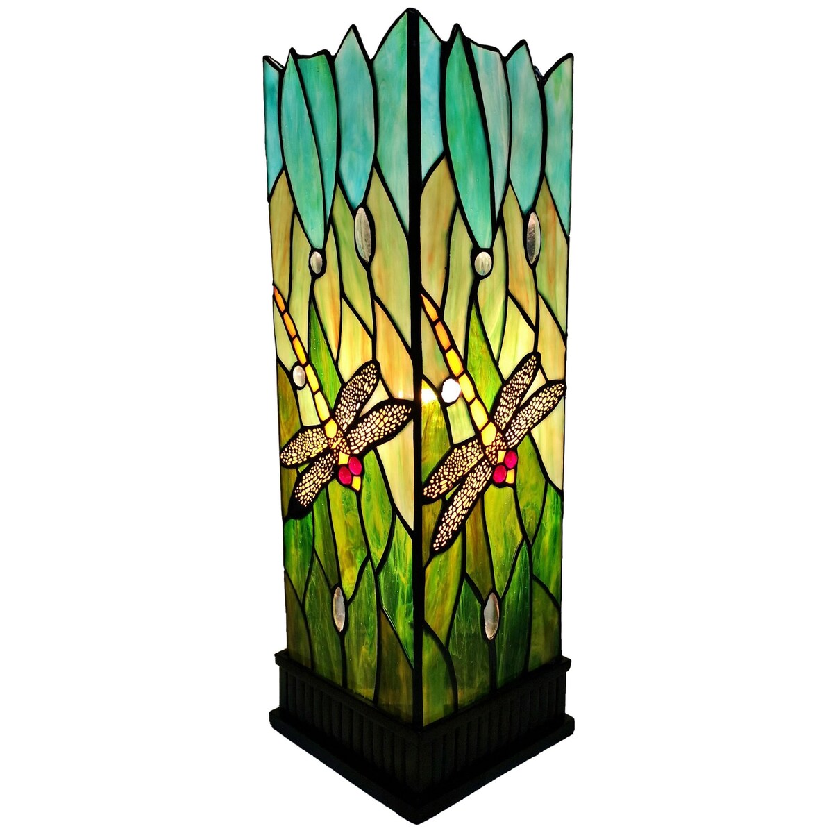 18 Tiffany Style Dragonfly Dark Brown Base Table Lamp