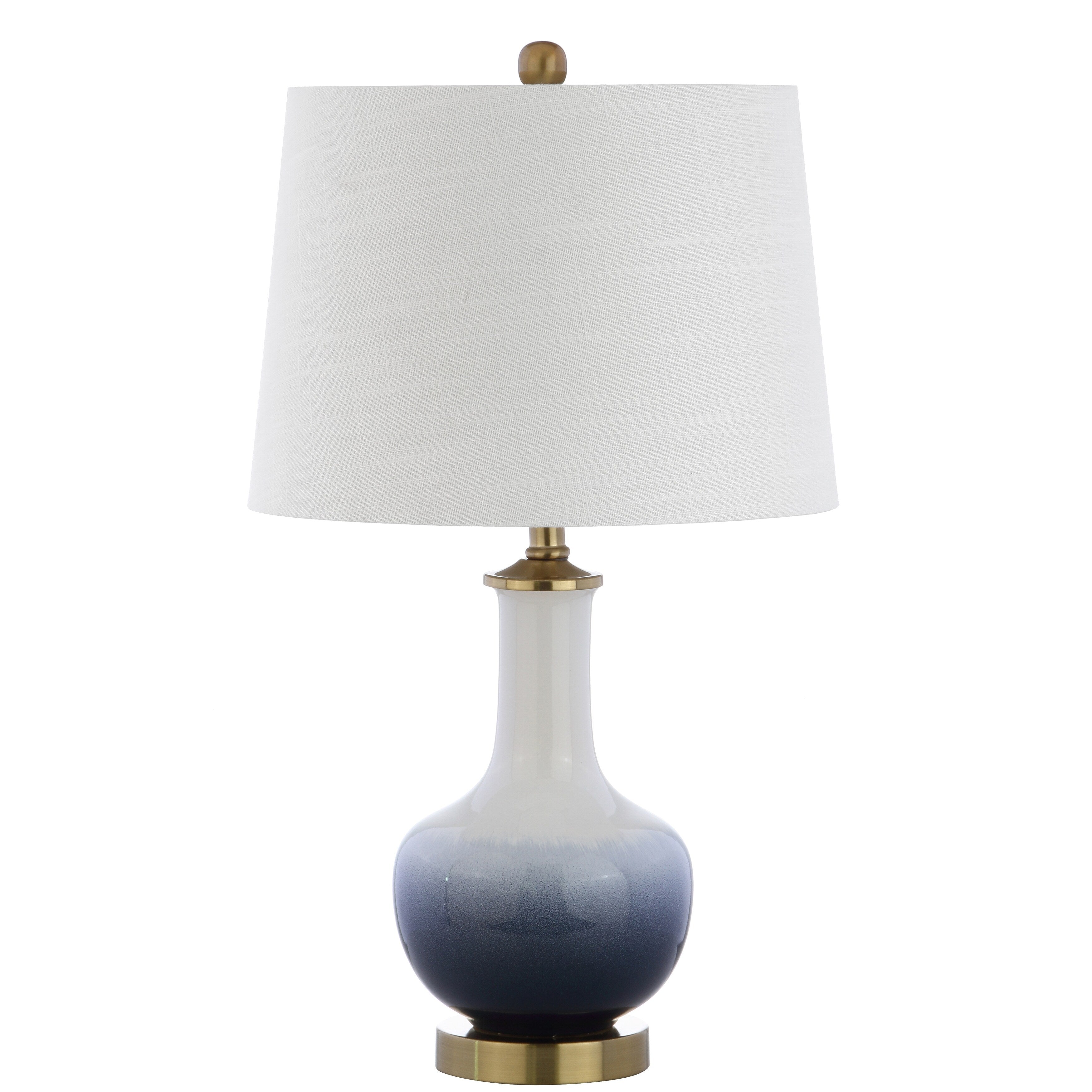 Bates 25 Ceramic/Brass LED Table Lamp, White/Navy by JONATHAN Y