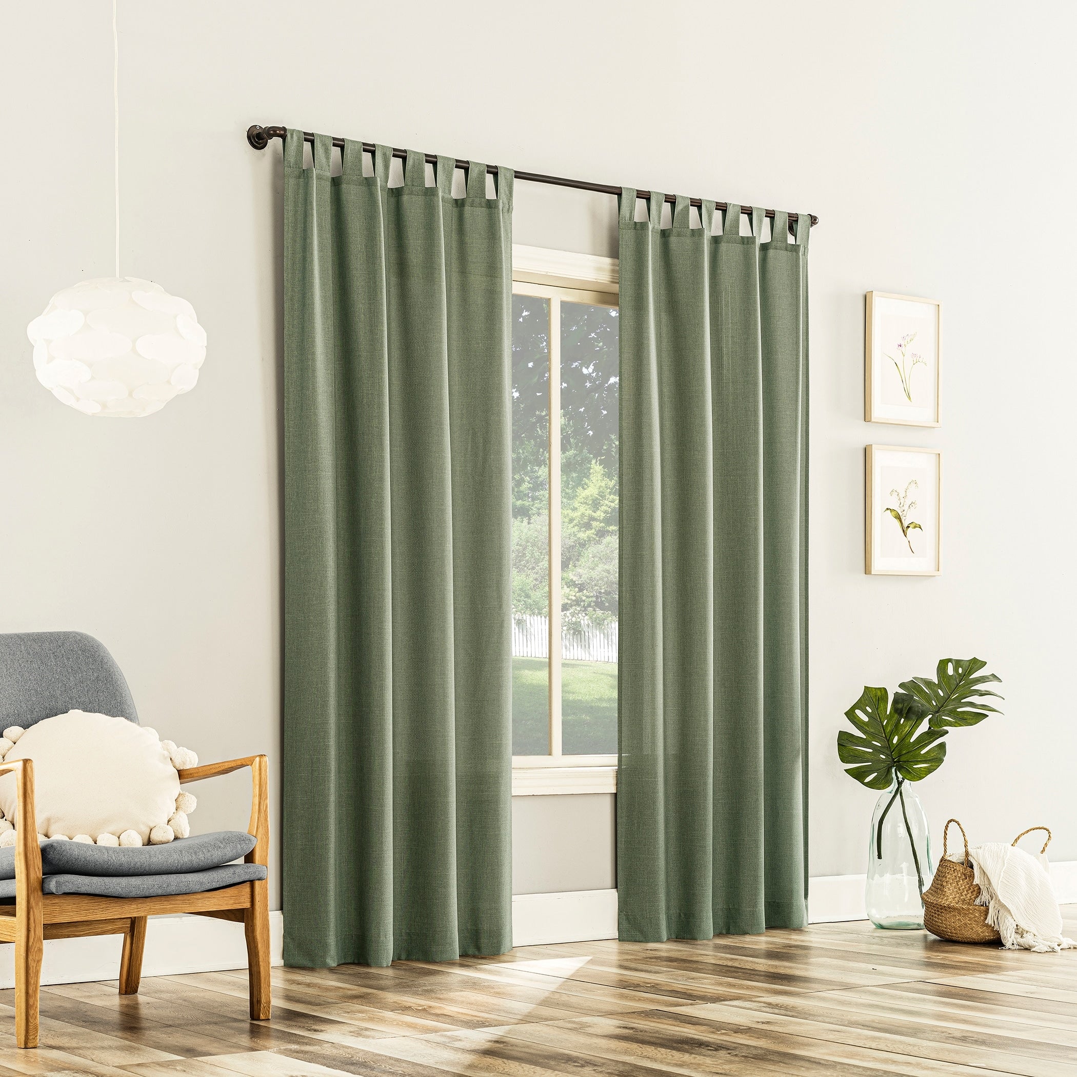 No. 918 Jacob Heathered Texture Semi-Sheer Tab Top Curtain Panel, Single Panel