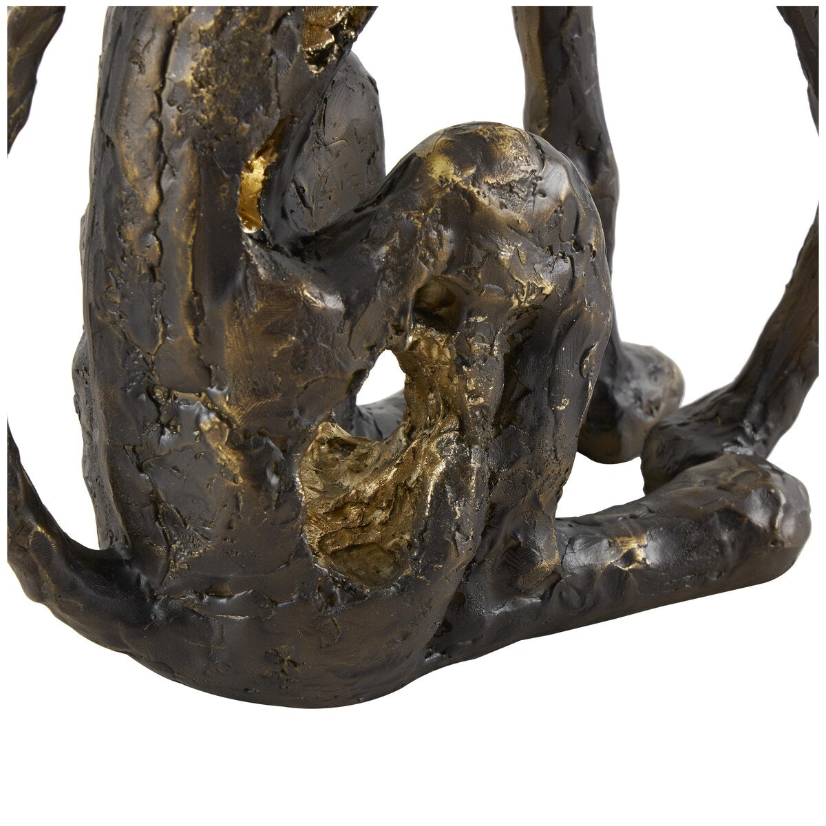 Polystone Leopard Distressed Textured Sitting Decorative Sculpture with Cutouts and Gold Accents - Bronze - Roche River Decor