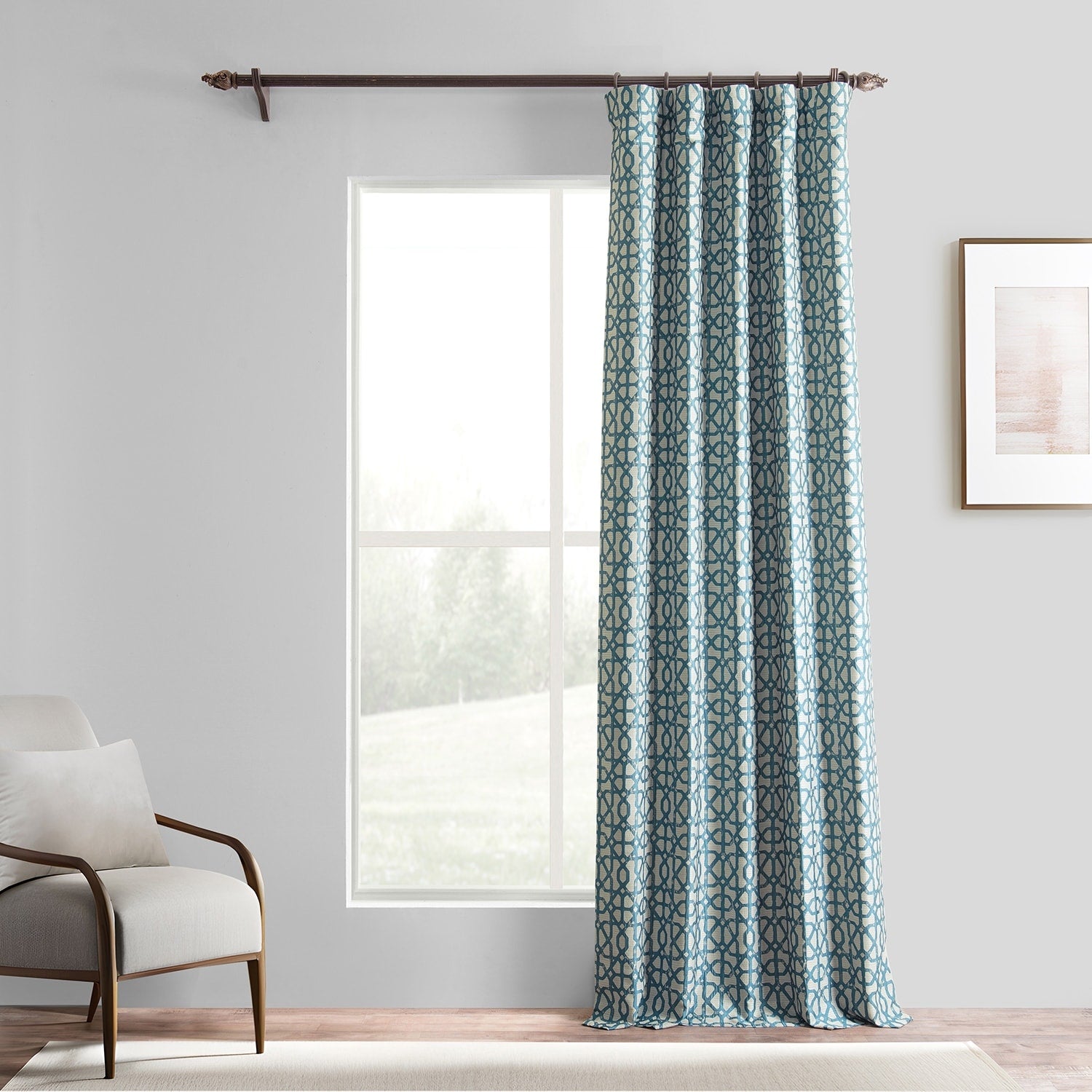 Exclusive Fabrics Jacquard Faux Silk Curtains - 1 Panel Room Darkening Curtain