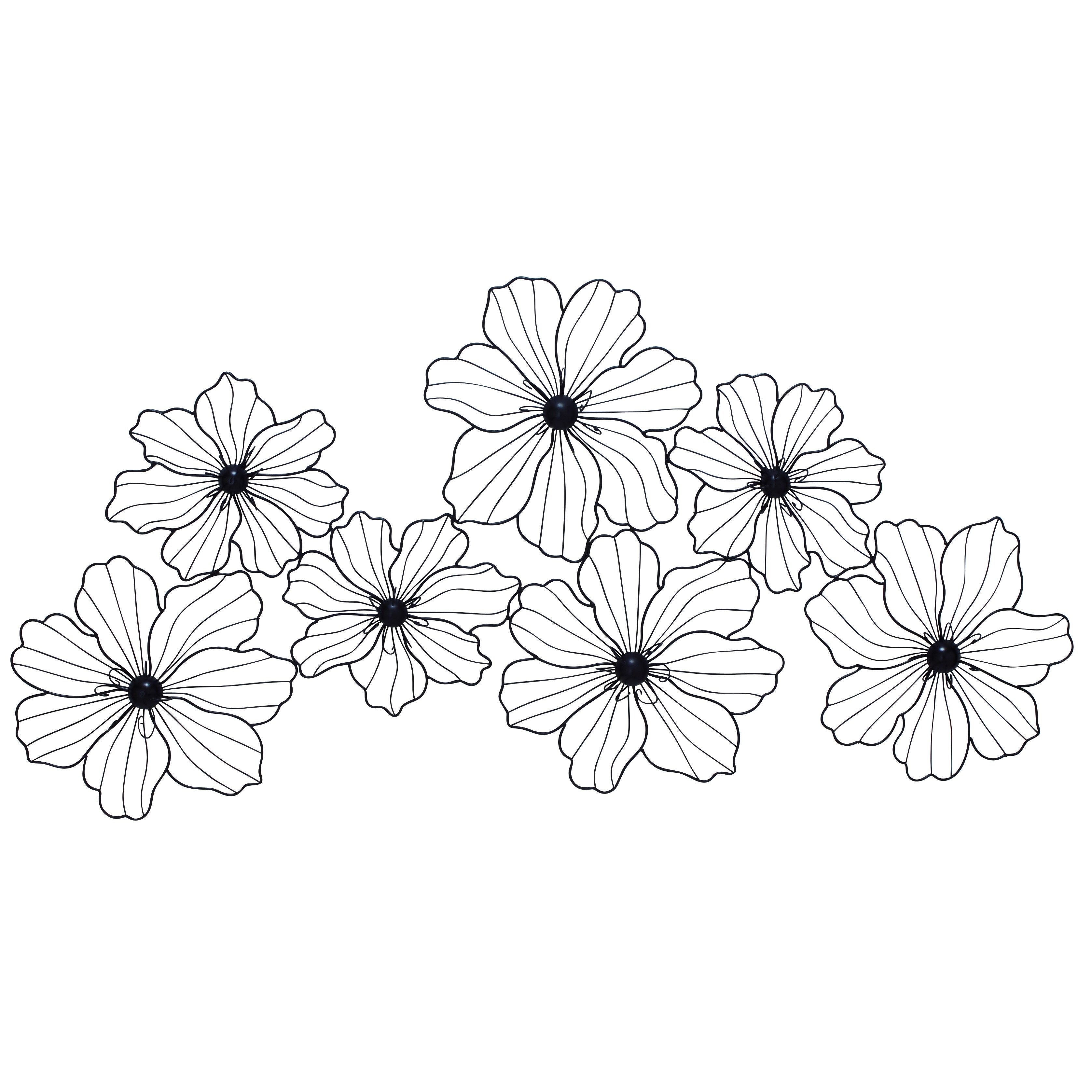 Gold or Black Metal Foiled Wire Floral Wall Decor