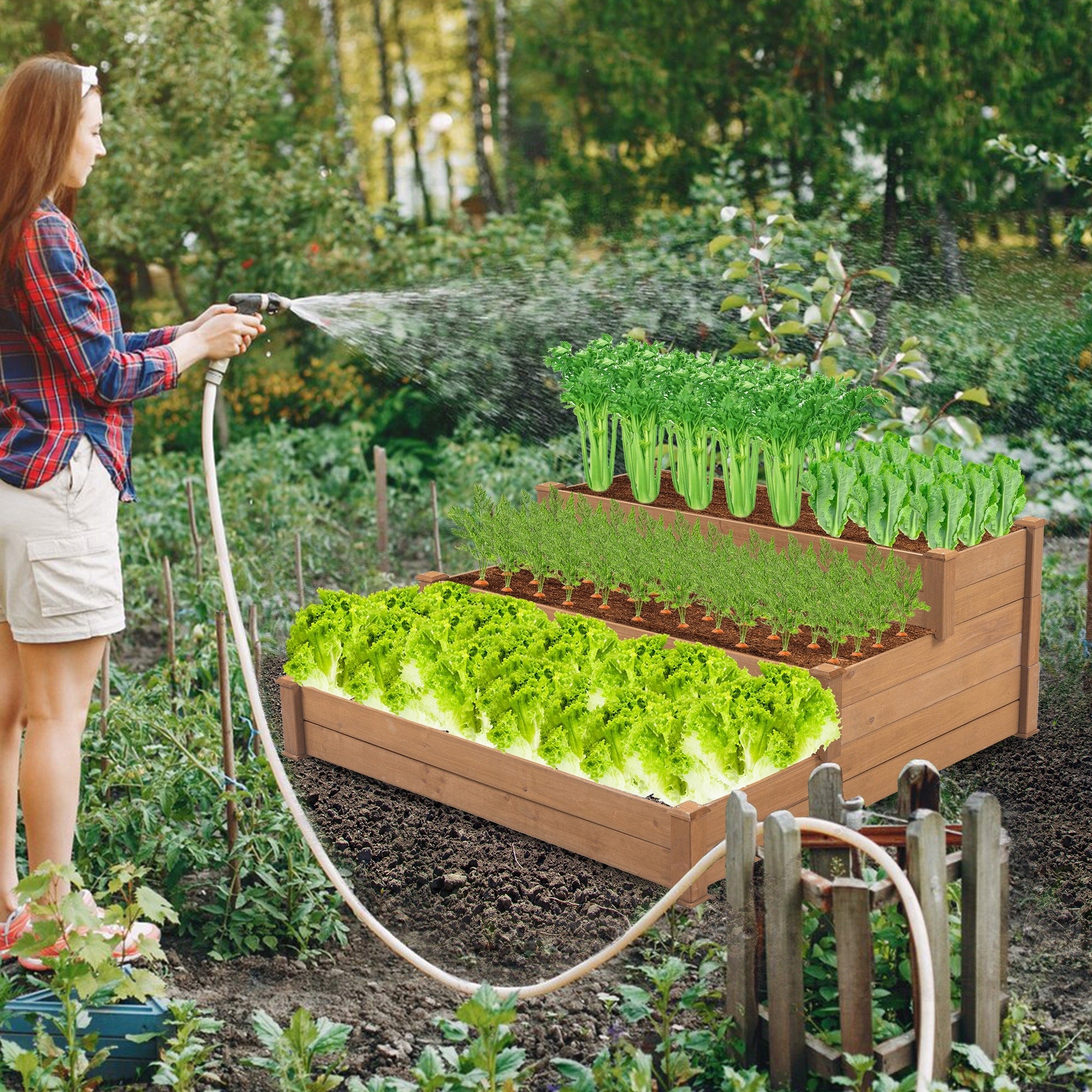 Wood Tiered, Raised Garden Bed