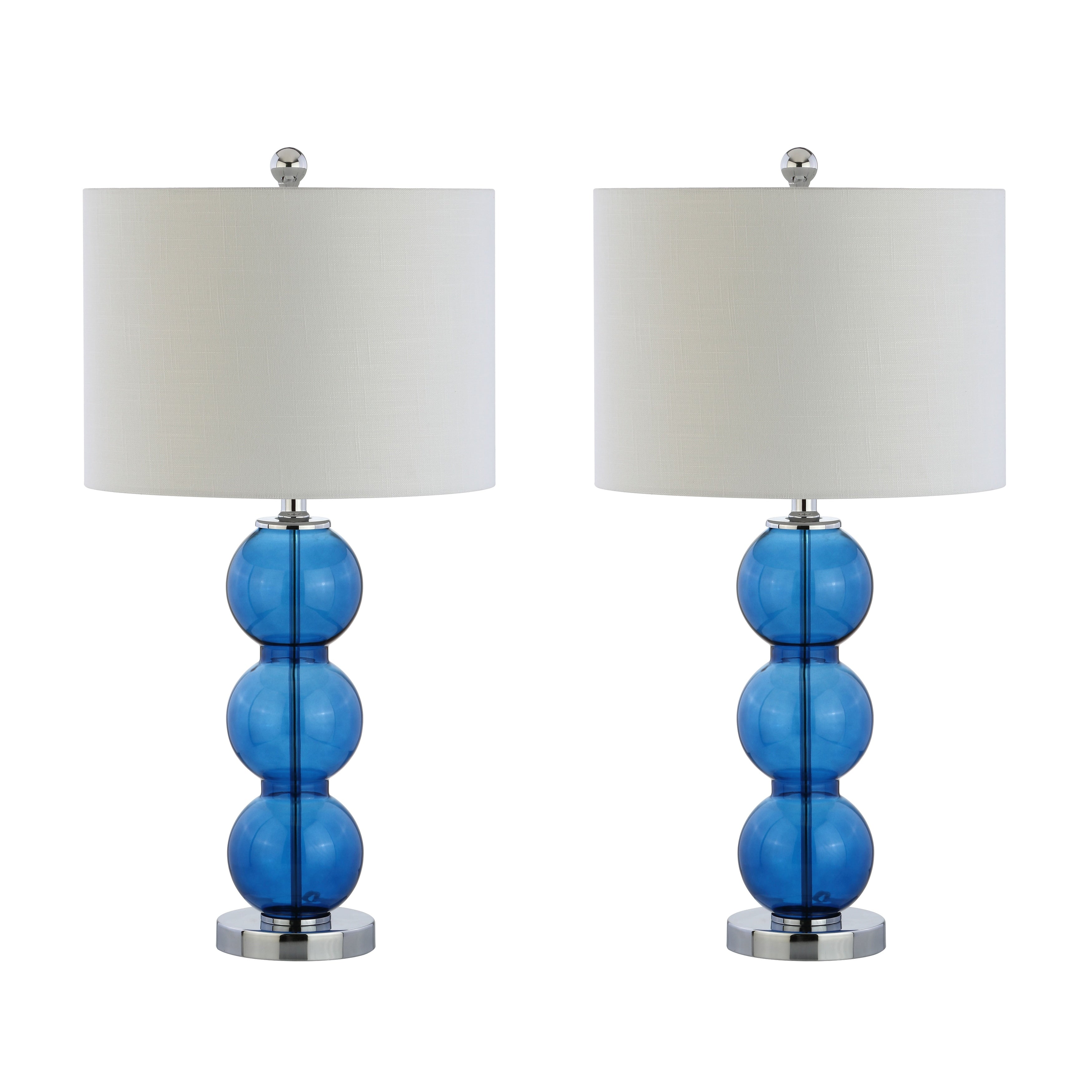 Ella 27 Glass Triple-Sphere LED Table Lamp, Mercury Silver/Chrome (Set of 2) by JONATHAN Y