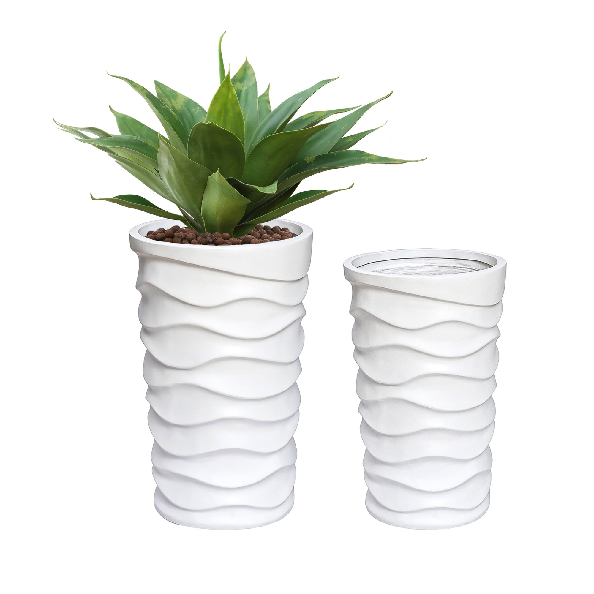 Reyis White Wavy Modern 2-piece Handmade Planter Set by Havenside Home