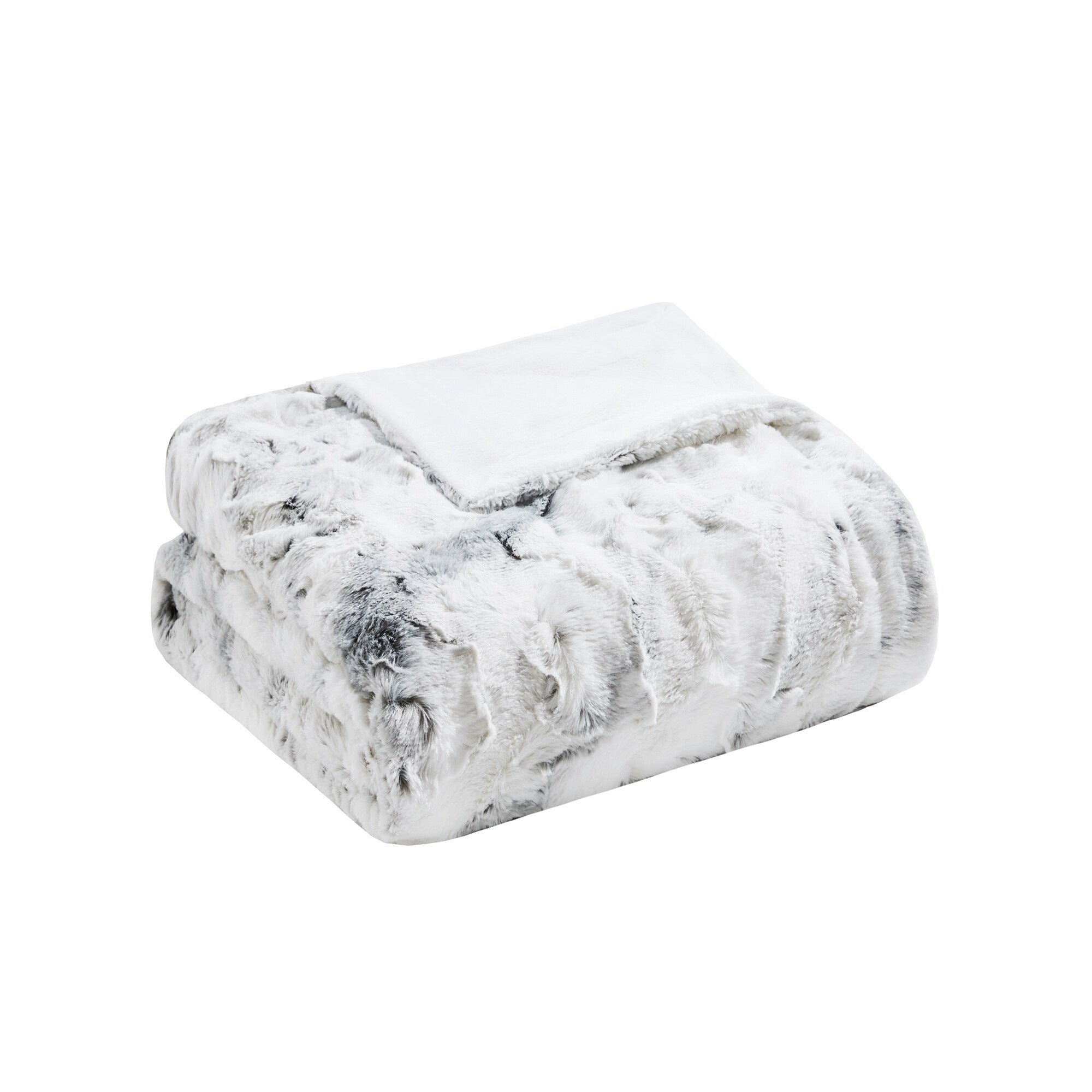 Madison Park Aina Oversized Faux Fur Marble Printed Knitted Throw