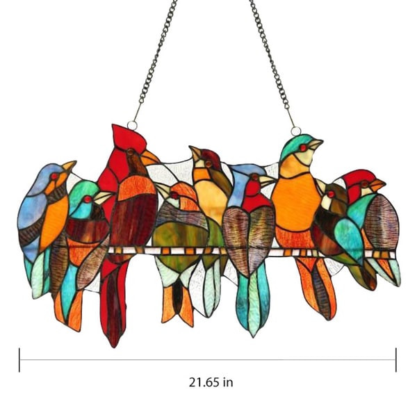 Chloe Tiffany-style Stained Glass Bird Window Panel