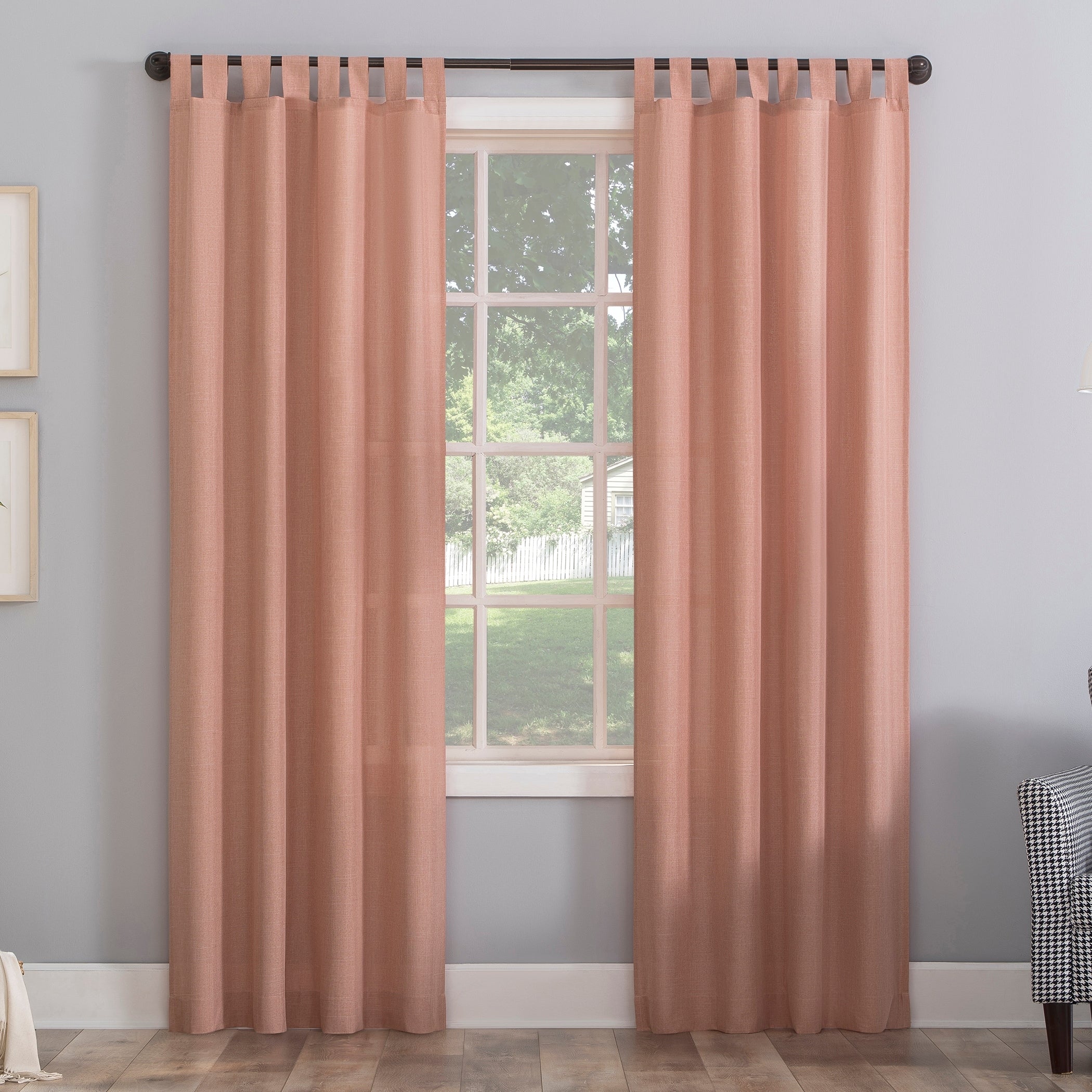 No. 918 Jacob Heathered Texture Semi-Sheer Tab Top Curtain Panel, Single Panel