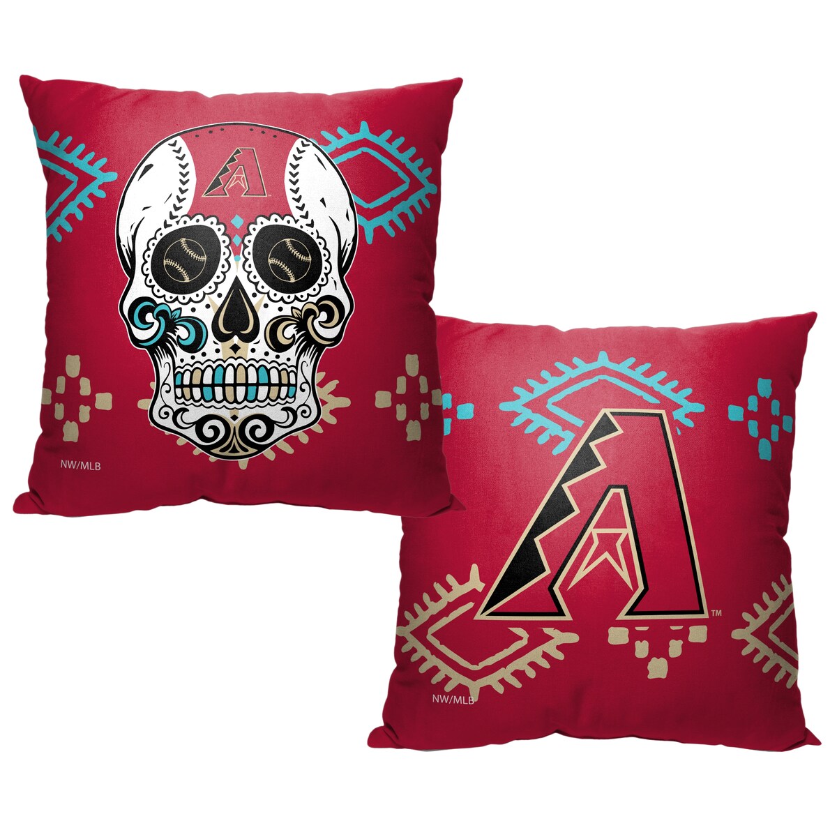 MLB Arizona Diamondbacks Candy Skull 18 Inch Throw Pillow