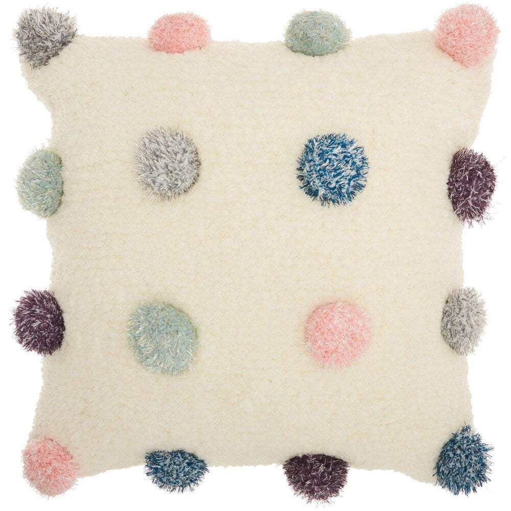 Mina Victory Shag Shimmer Pom Poms 20 x 20 Multicolor Indoor Throw Pillow