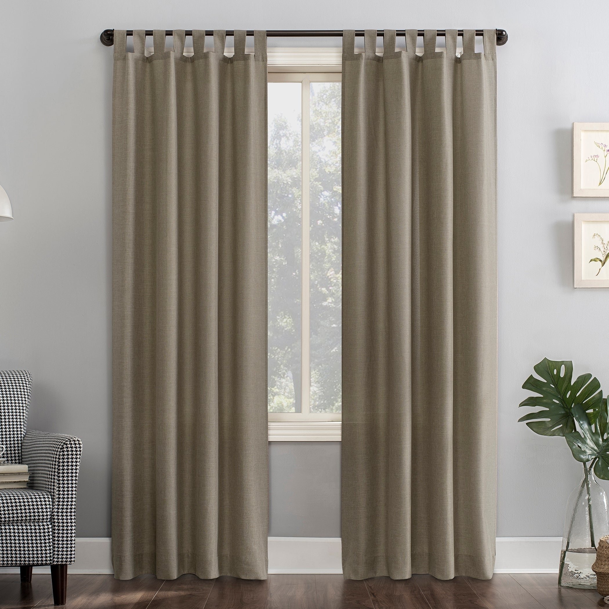 No. 918 Jacob Heathered Texture Semi-Sheer Tab Top Curtain Panel, Single Panel