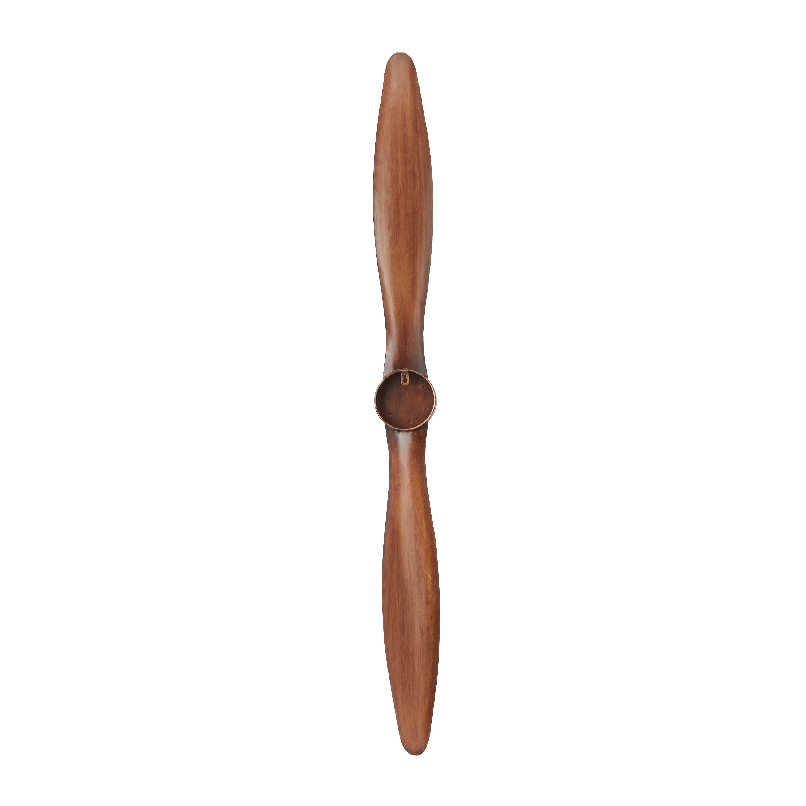 Vintage Brown Metal 2 Blade Airplane Propeller Wall Decor with Aviation Detailing