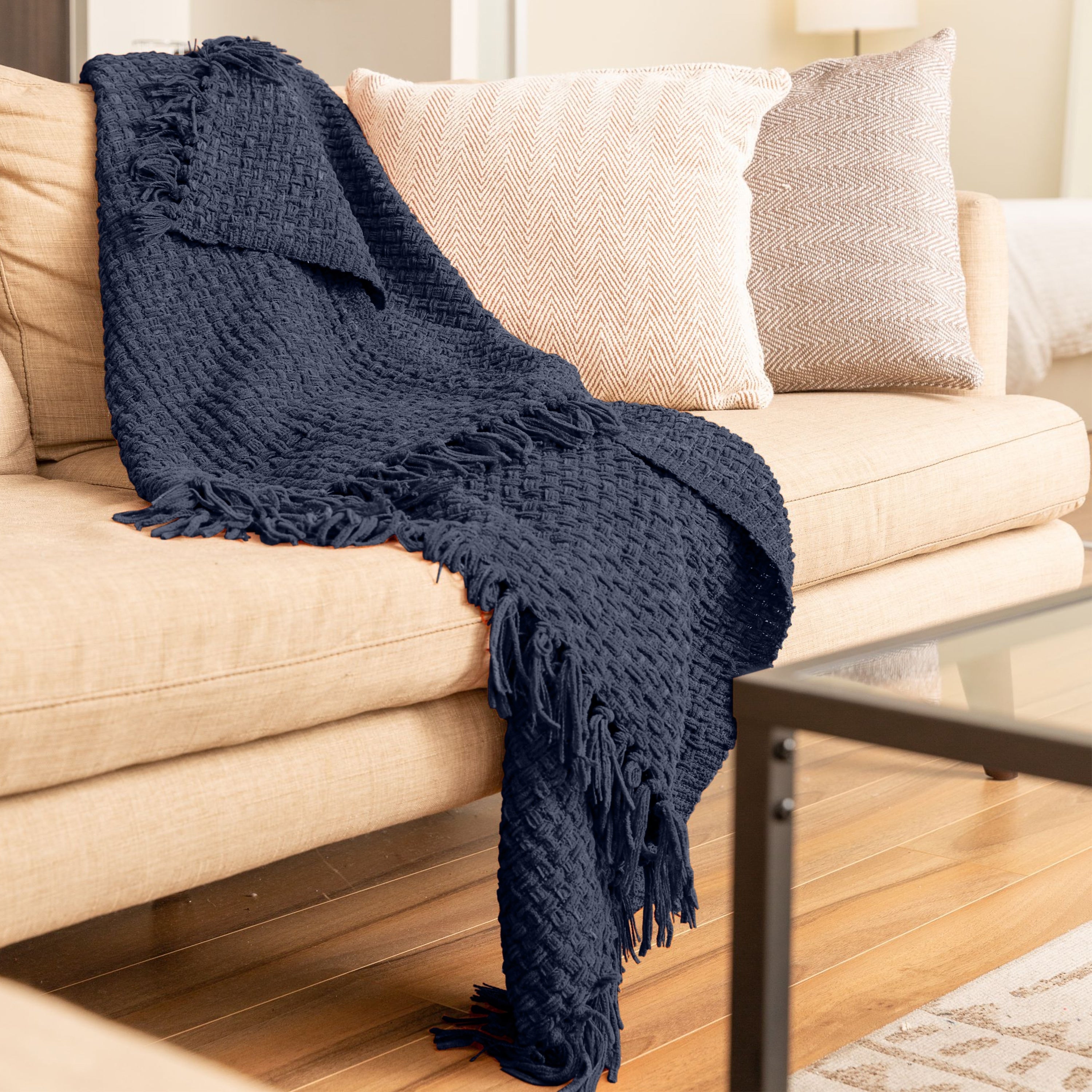 Fabstyles Chenille Basket Weave Polyester Throw Blanket