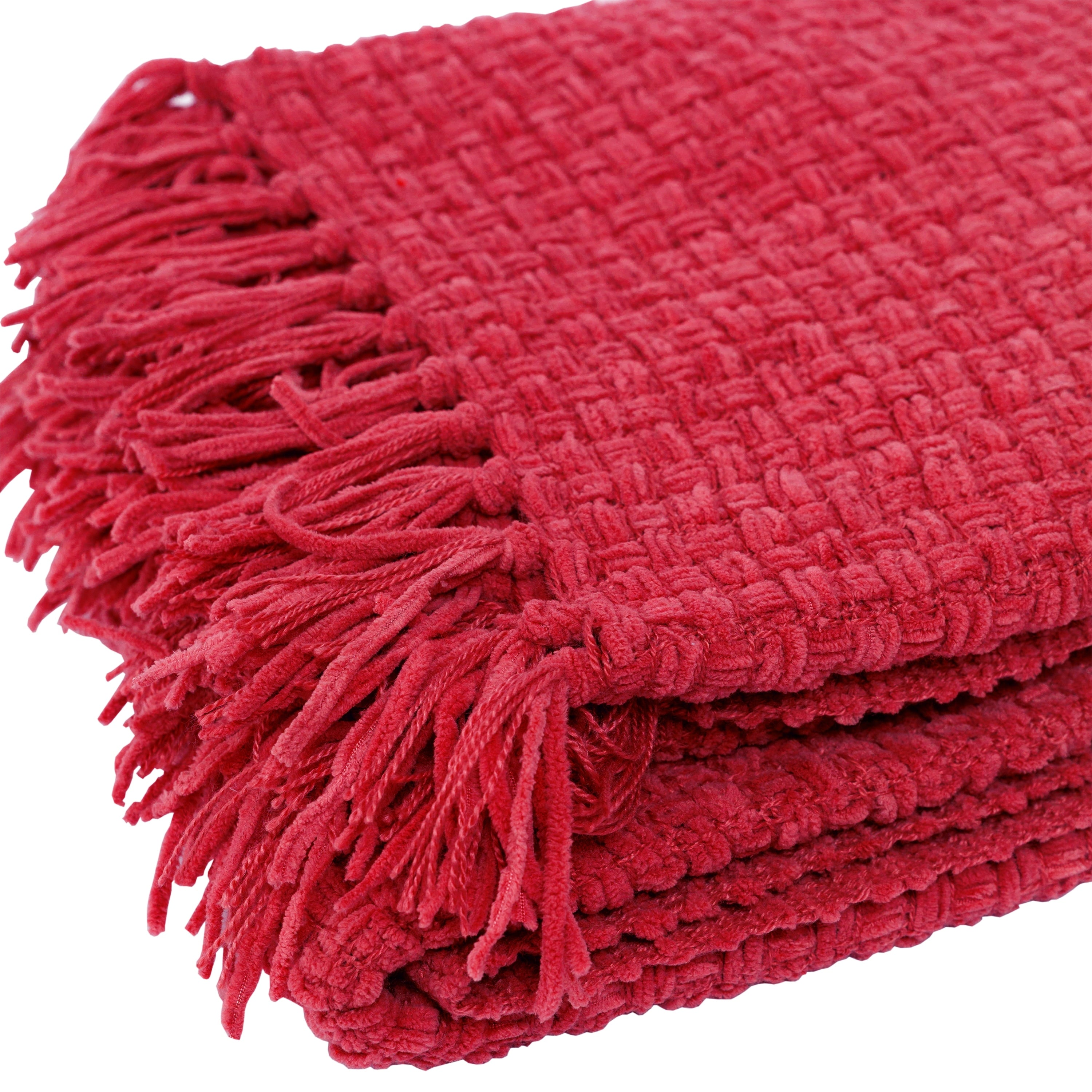 Fabstyles Chenille Basket Weave Polyester Throw Blanket