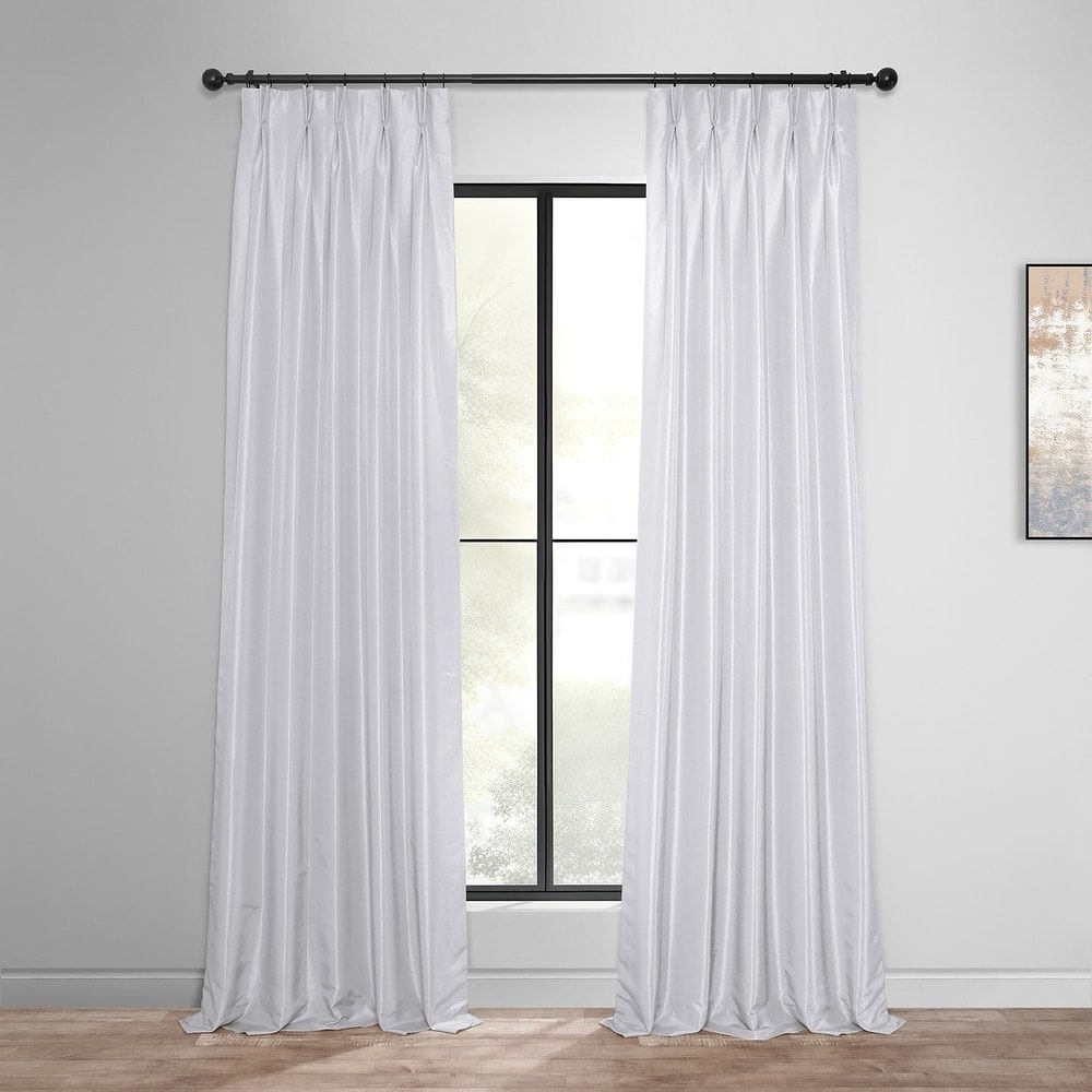 Exclusive Fabrics Solid Vintage Textured Faux Dupioni Silk Pleated Blackout Curtain (1 Panel)