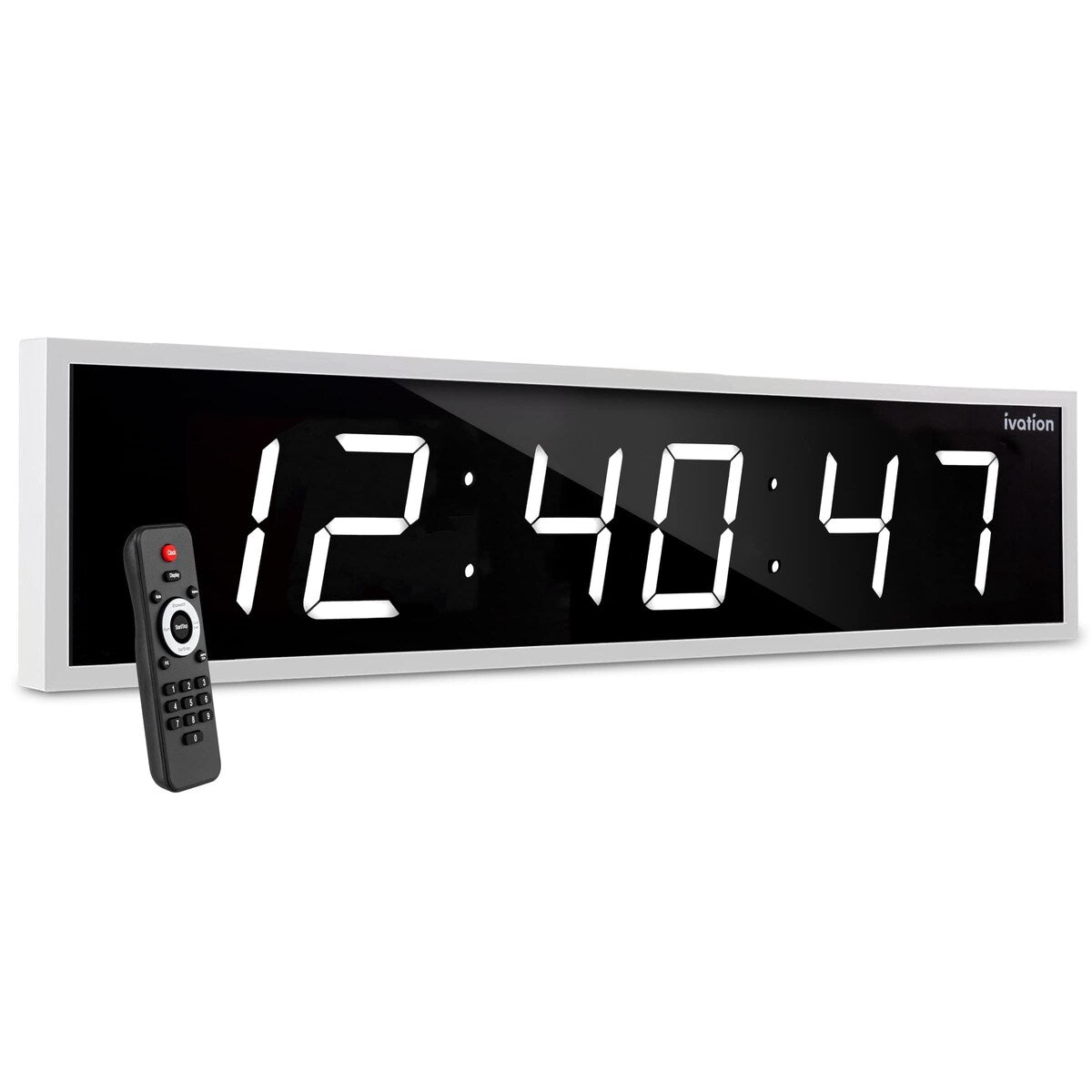 Ivation Large Digital Wall Clock, LED Display W/Timer