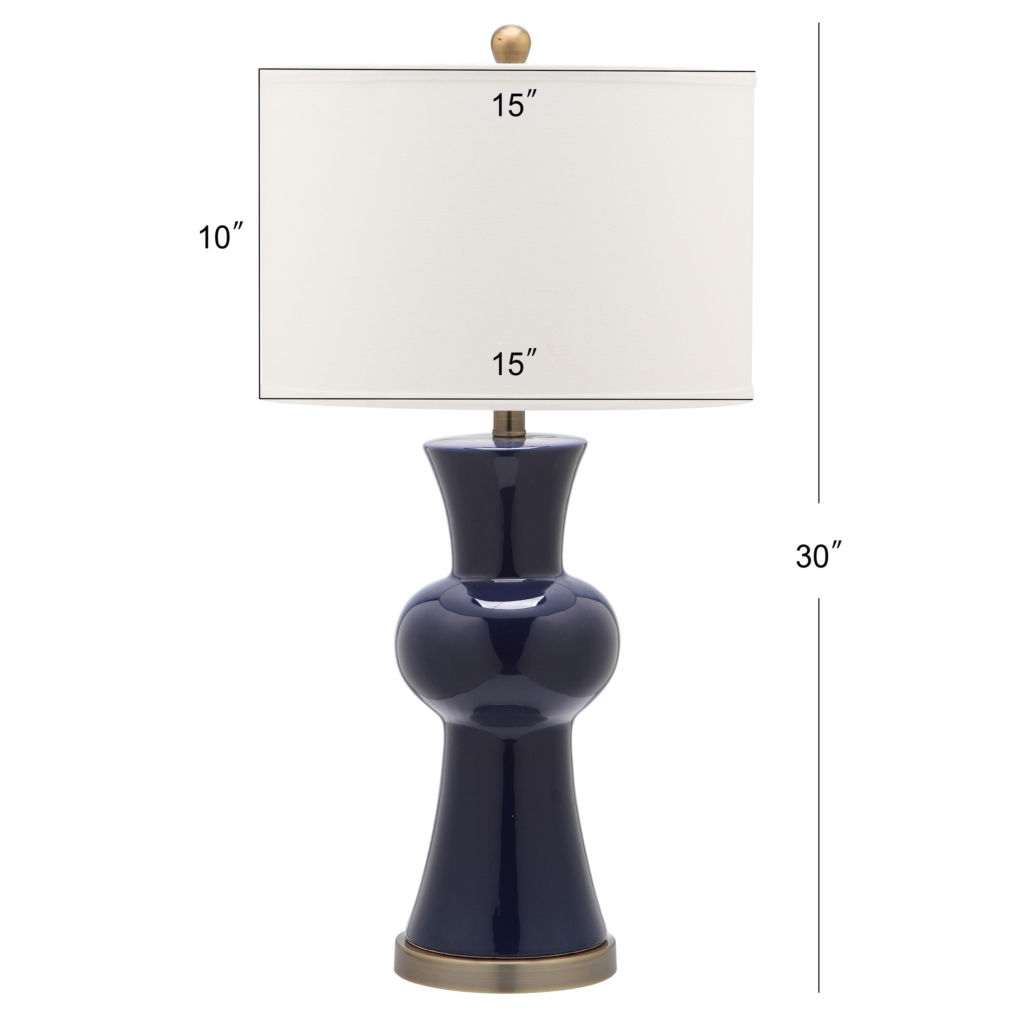 SAFAVIEH Lighting Misti 30 Inch Navy Column Lamp (Set of 2)