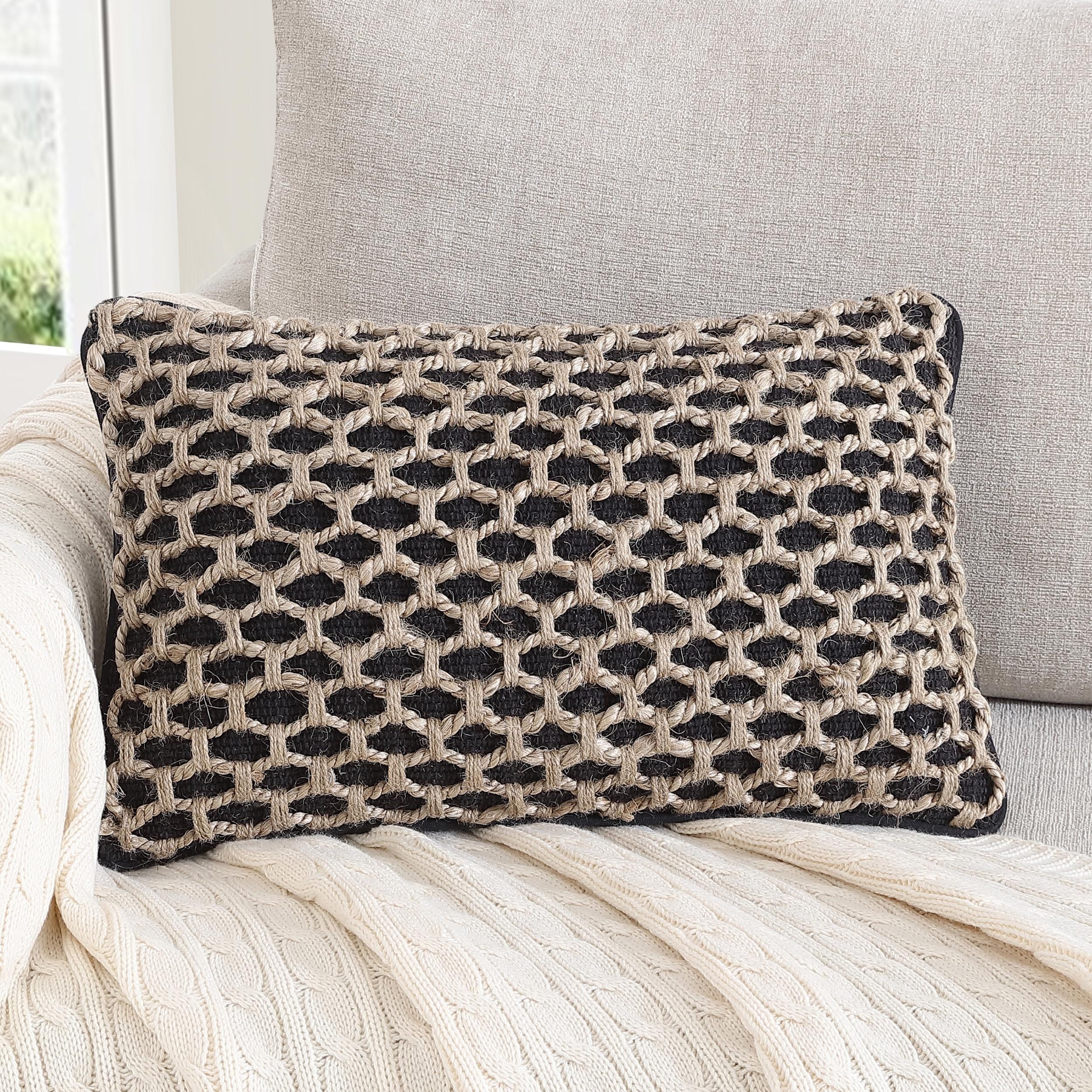 Boho Living Jada Braided Cotton/Jute Throw Pillows