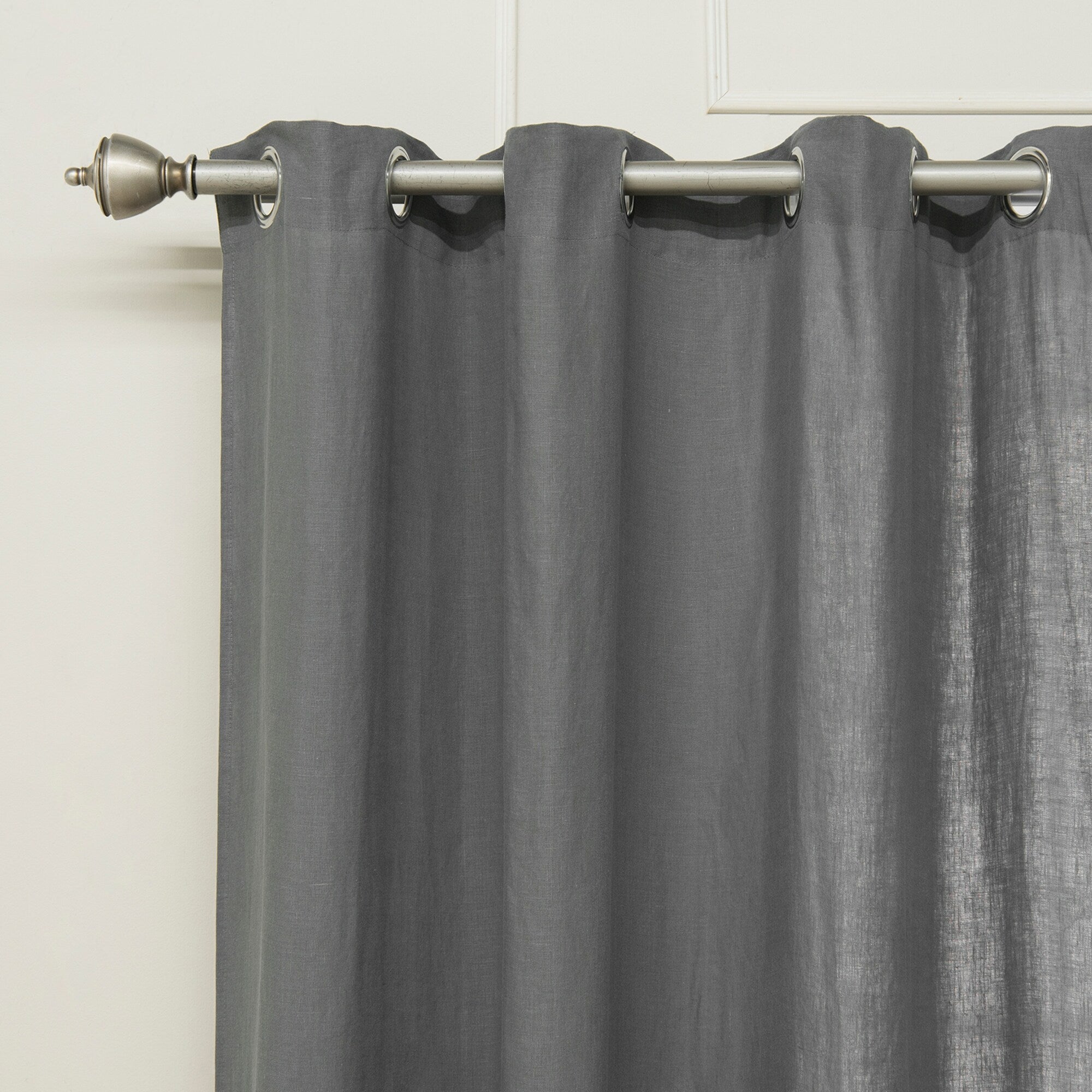 Aurora Home 100% Linen Silver Grommet Curtain Set