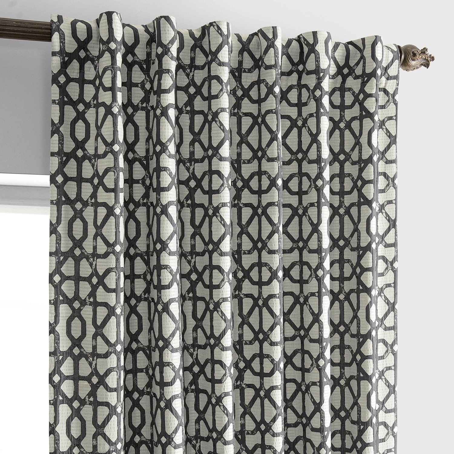 Exclusive Fabrics Jacquard Faux Silk Curtains - 1 Panel Room Darkening Curtain