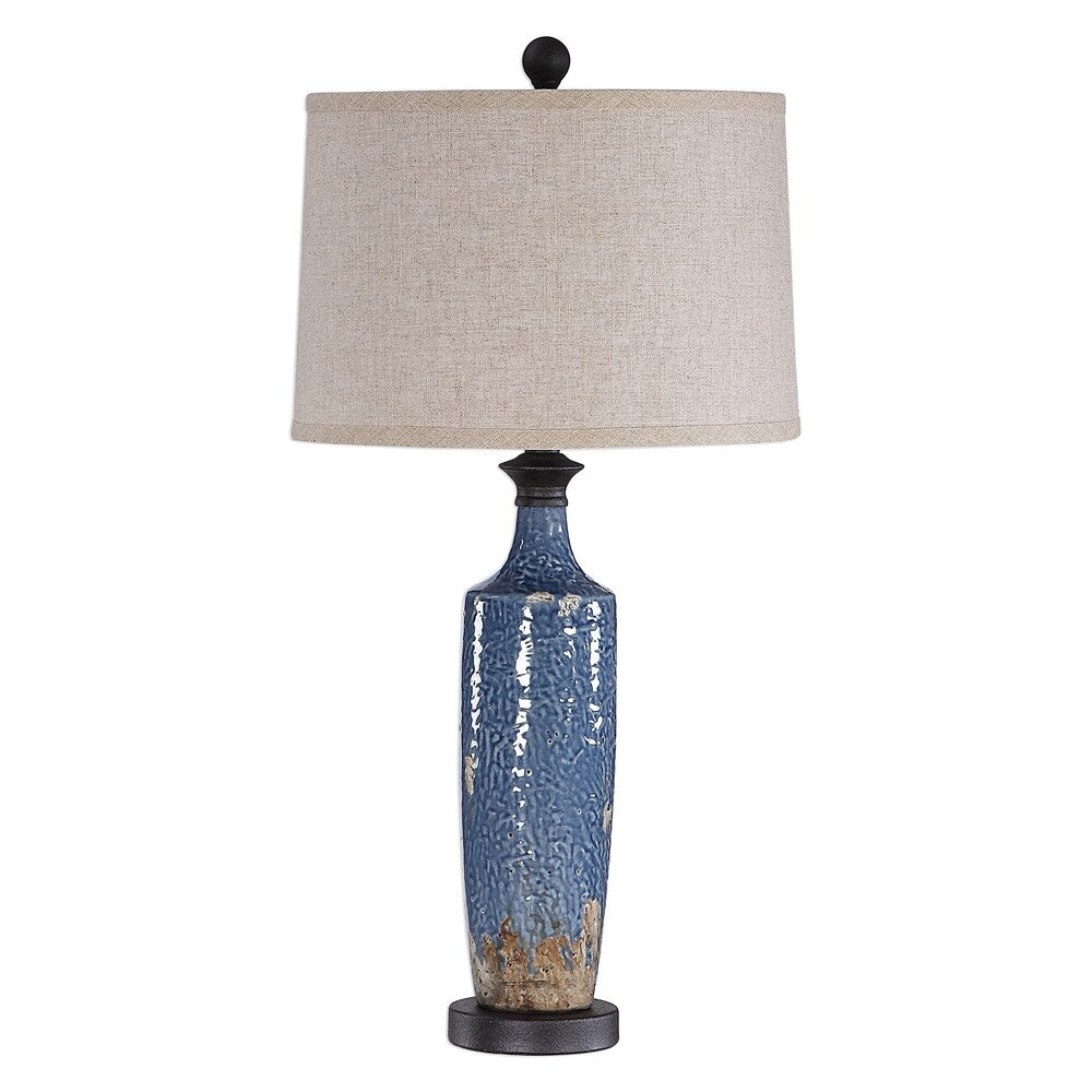 Bajze Blue and Khaki Textured Ceramic Table Lamp by Jim Parsons