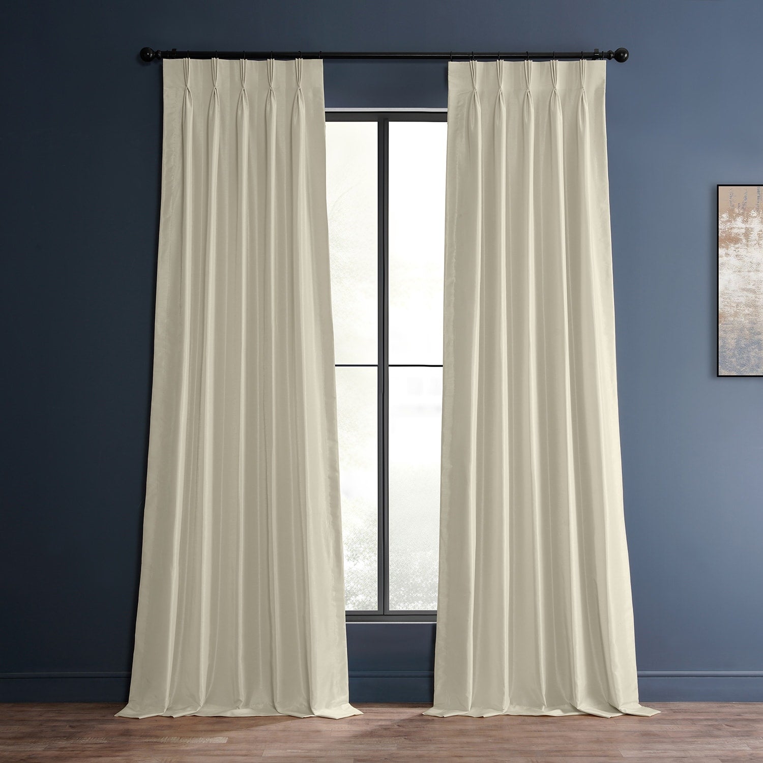 Exclusive Fabrics Solid Vintage Textured Faux Dupioni Silk Pleated Blackout Curtain (1 Panel)