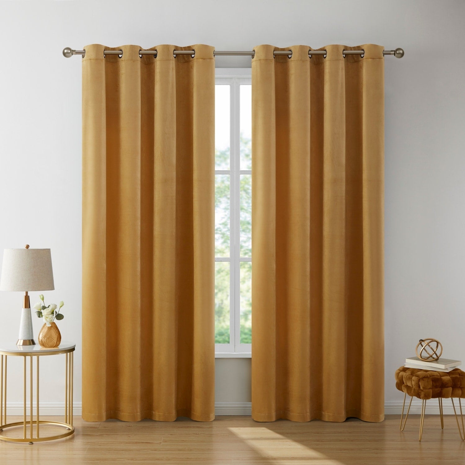 HLC.me Sawyer Premium Luxurious Lush Velvet Soft Light Filtering Grommet Window Curtains - Set of 2