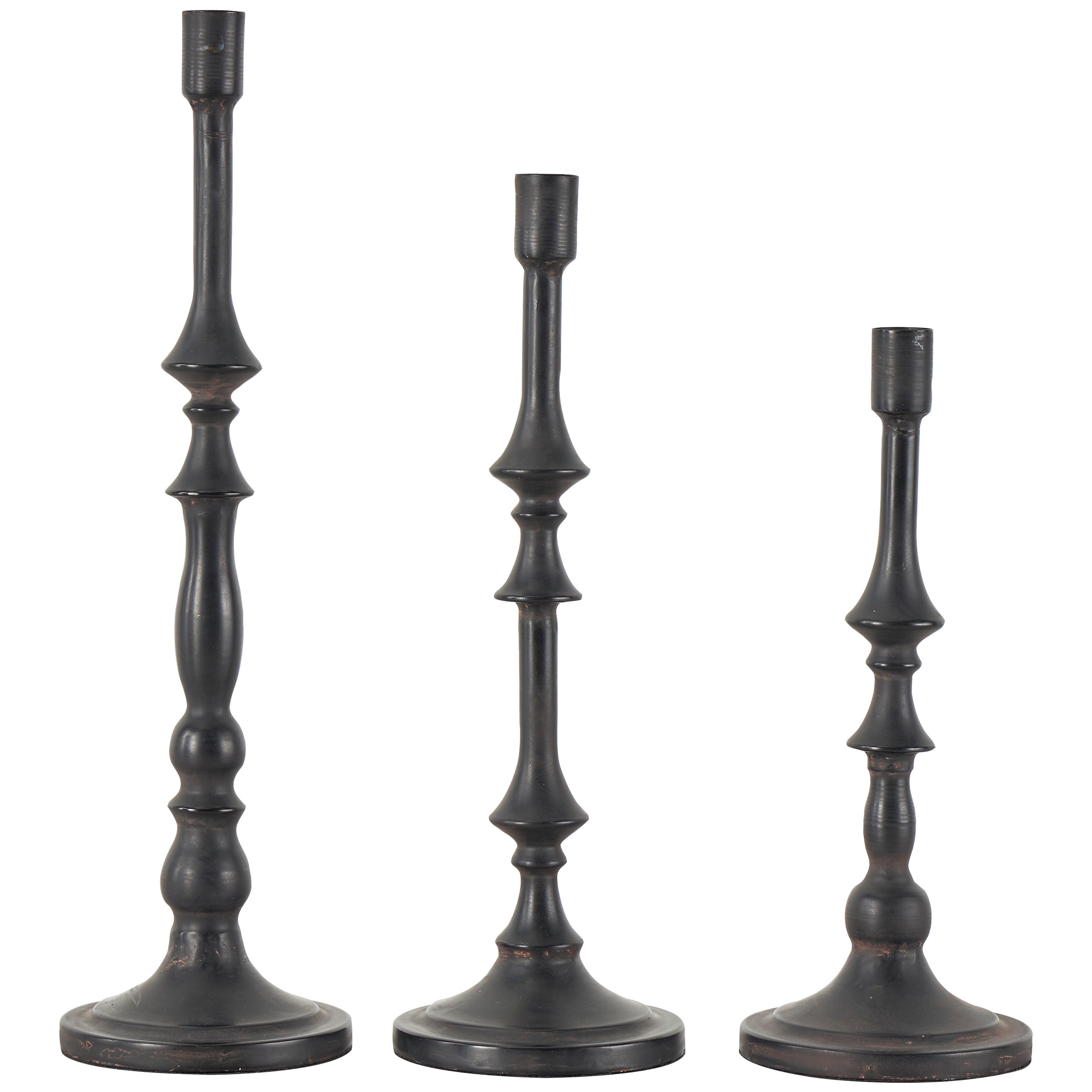 Black Metal Slim Minimalistic Candle Holder with Tapered Bases (Set of 2)