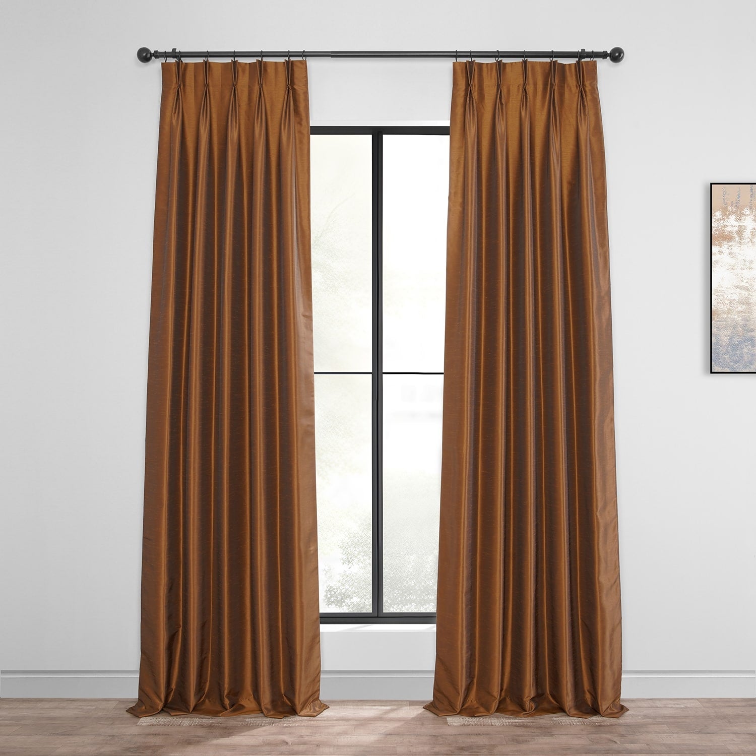 Exclusive Fabrics Solid Vintage Textured Faux Dupioni Silk Pleated Blackout Curtain (1 Panel)