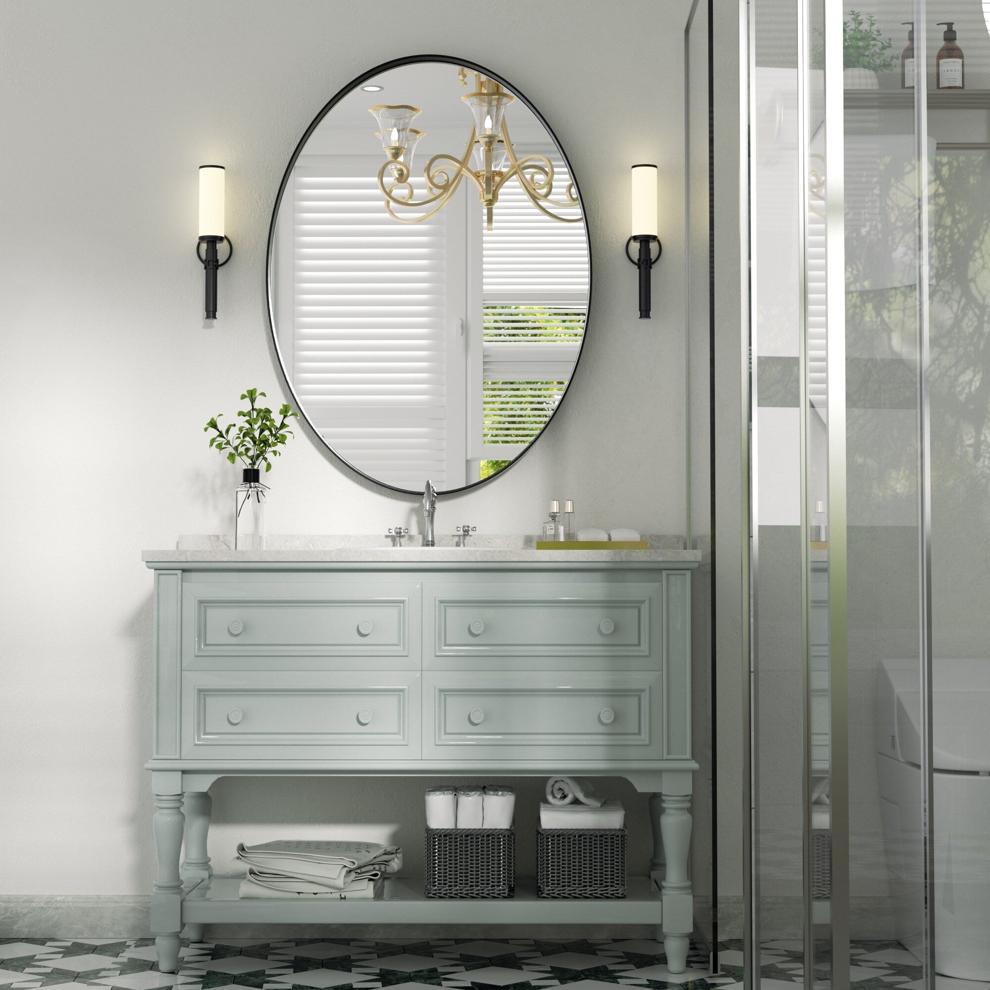 Bathroom Mirror Wall Mirror Vanity Mirror with Metal Frame (1 Piece)