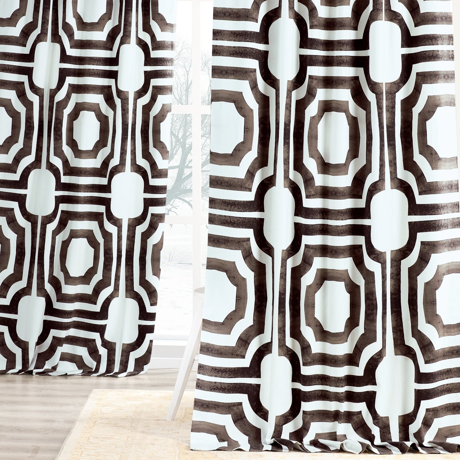 Exclusive Fabrics Modern Geometric Room Darkening Cotton Window Curtains (1 Panel)