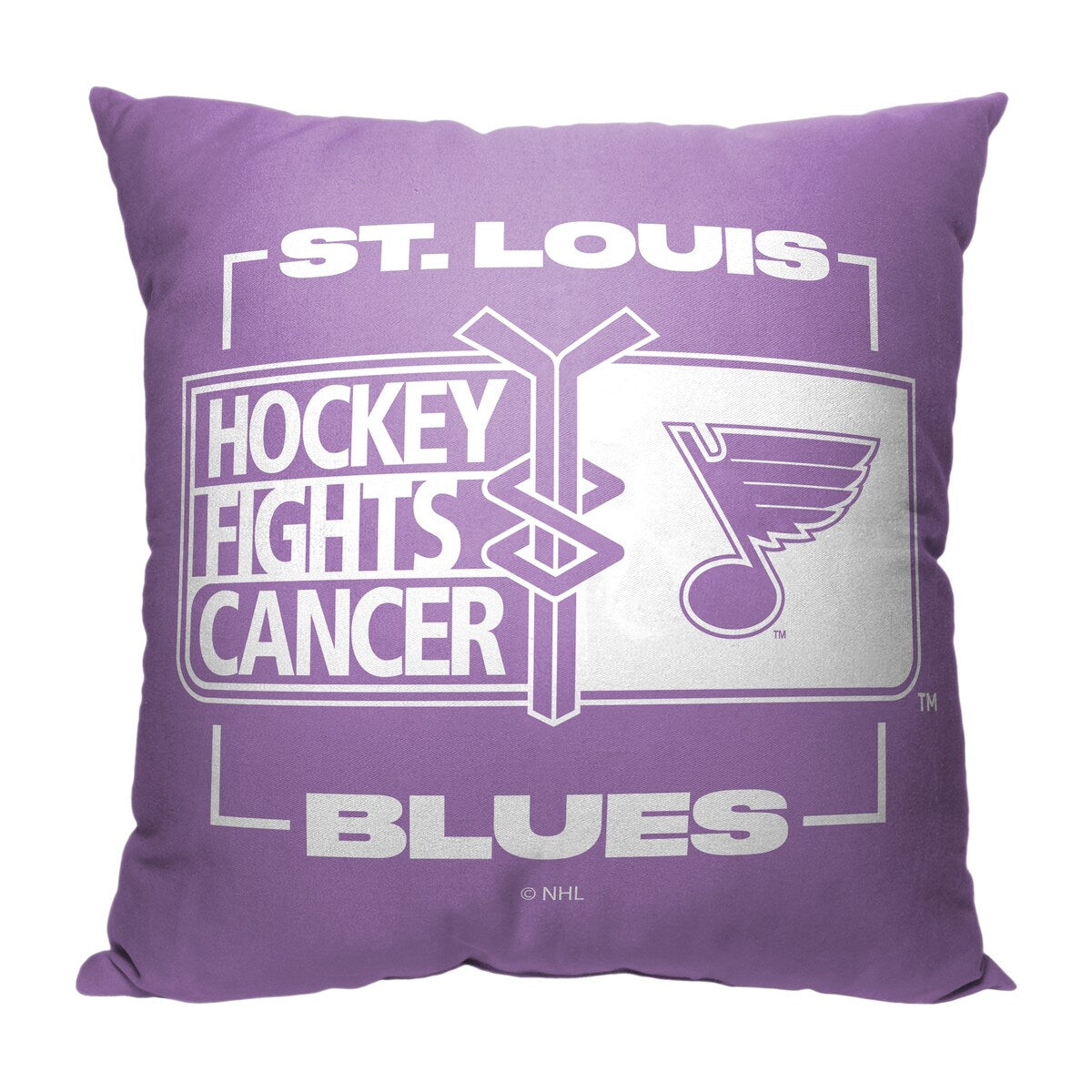 NHL Hockey Fights Cancer Fight For Blues Printed Throw Pillow - Purple