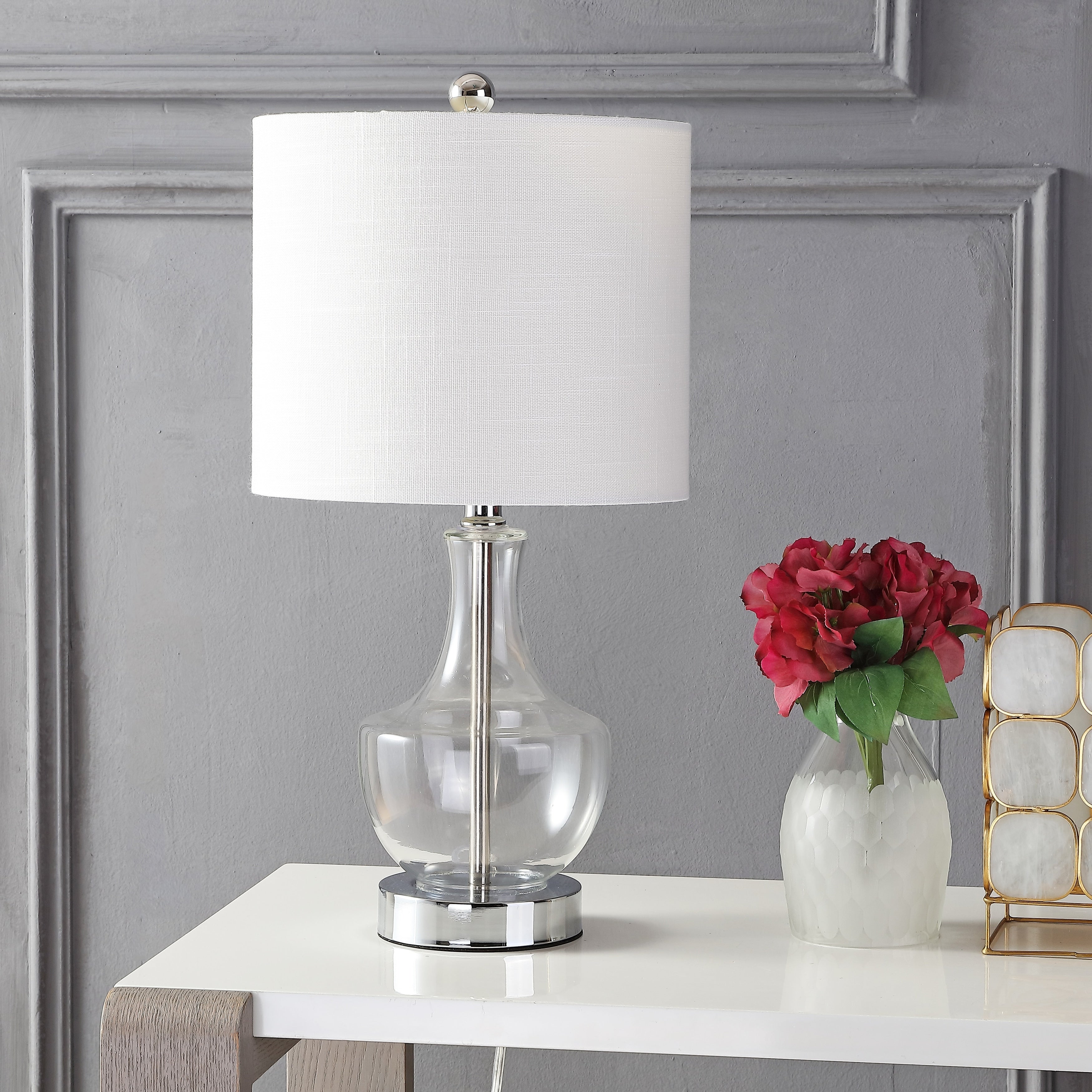 Colette 20 Mini Glass LED Table Lamp, Silver by JONATHAN Y