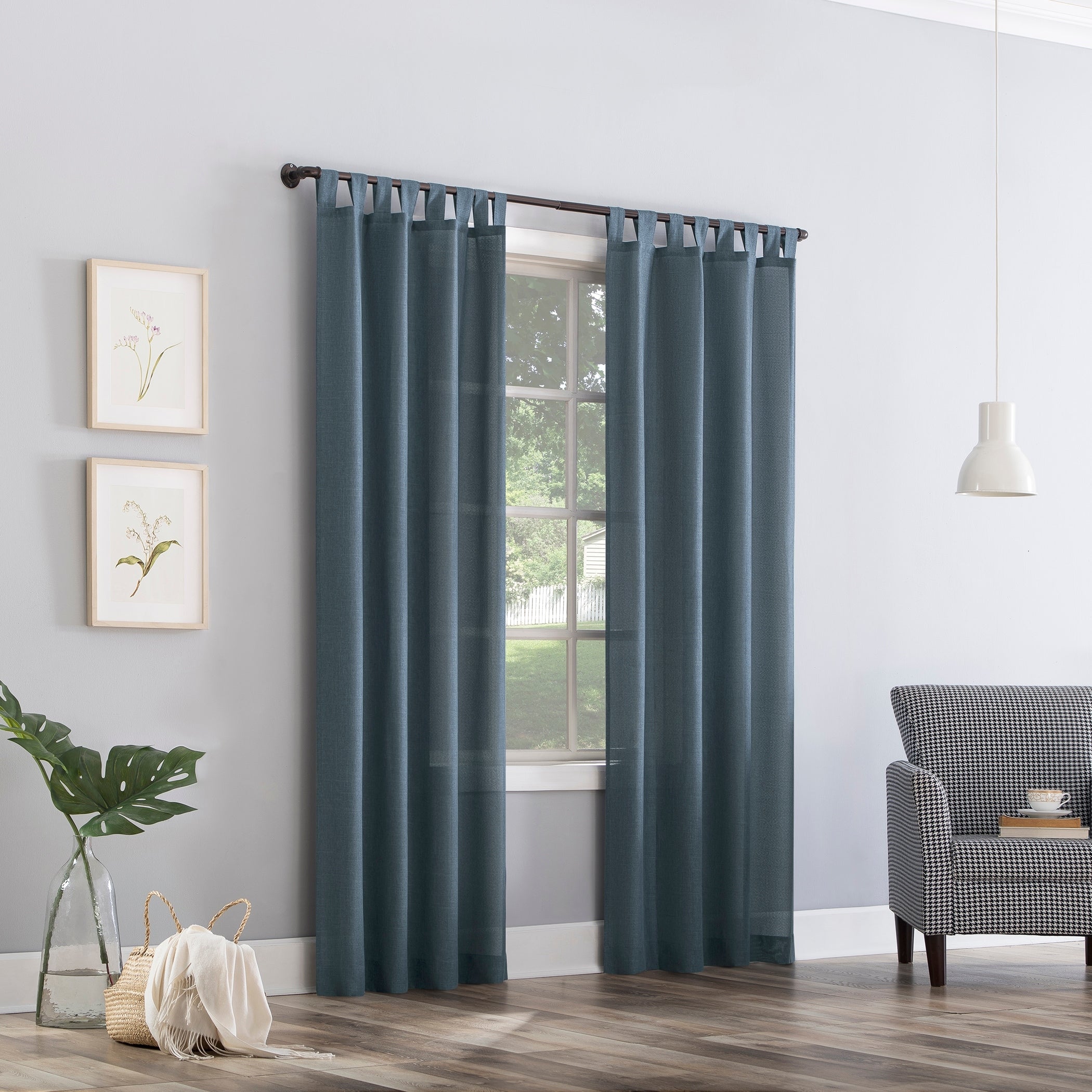 No. 918 Jacob Heathered Texture Semi-Sheer Tab Top Curtain Panel, Single Panel