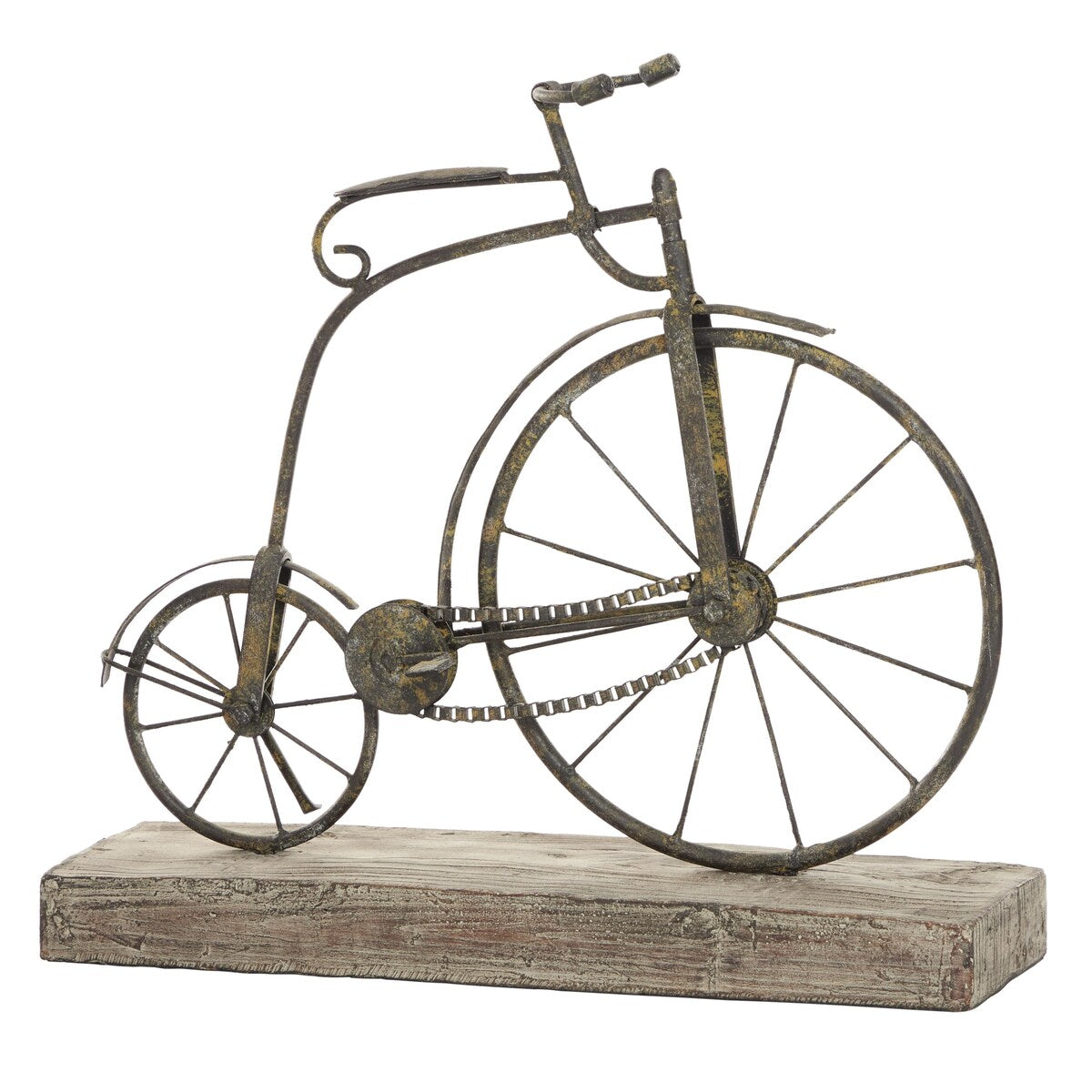 Metal Bike Decorative Sculpture with Wood Base - Black - Roche River Decor