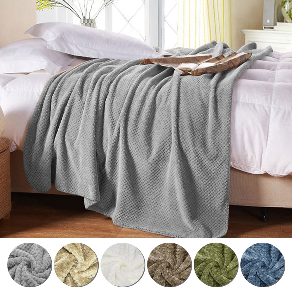 Soft Fleece Blanket Warm Throw Swaddle Blanket Waffle Textured 300GSM