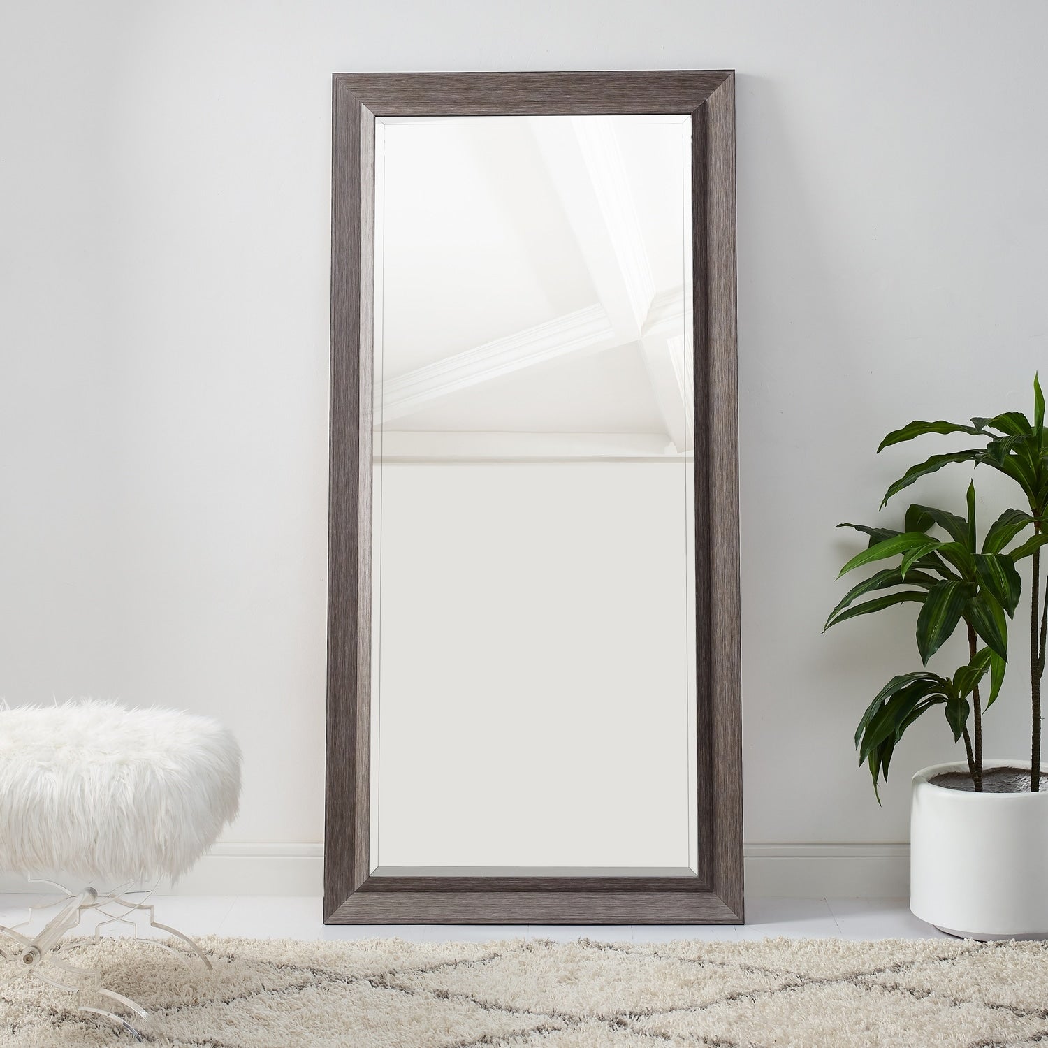 Framed Bevel Leaner Full Length Huge Floor Mirror XL Mirror Large Rectangle Standing Cream Floor Mirror Huge Mirrors for Bedroom